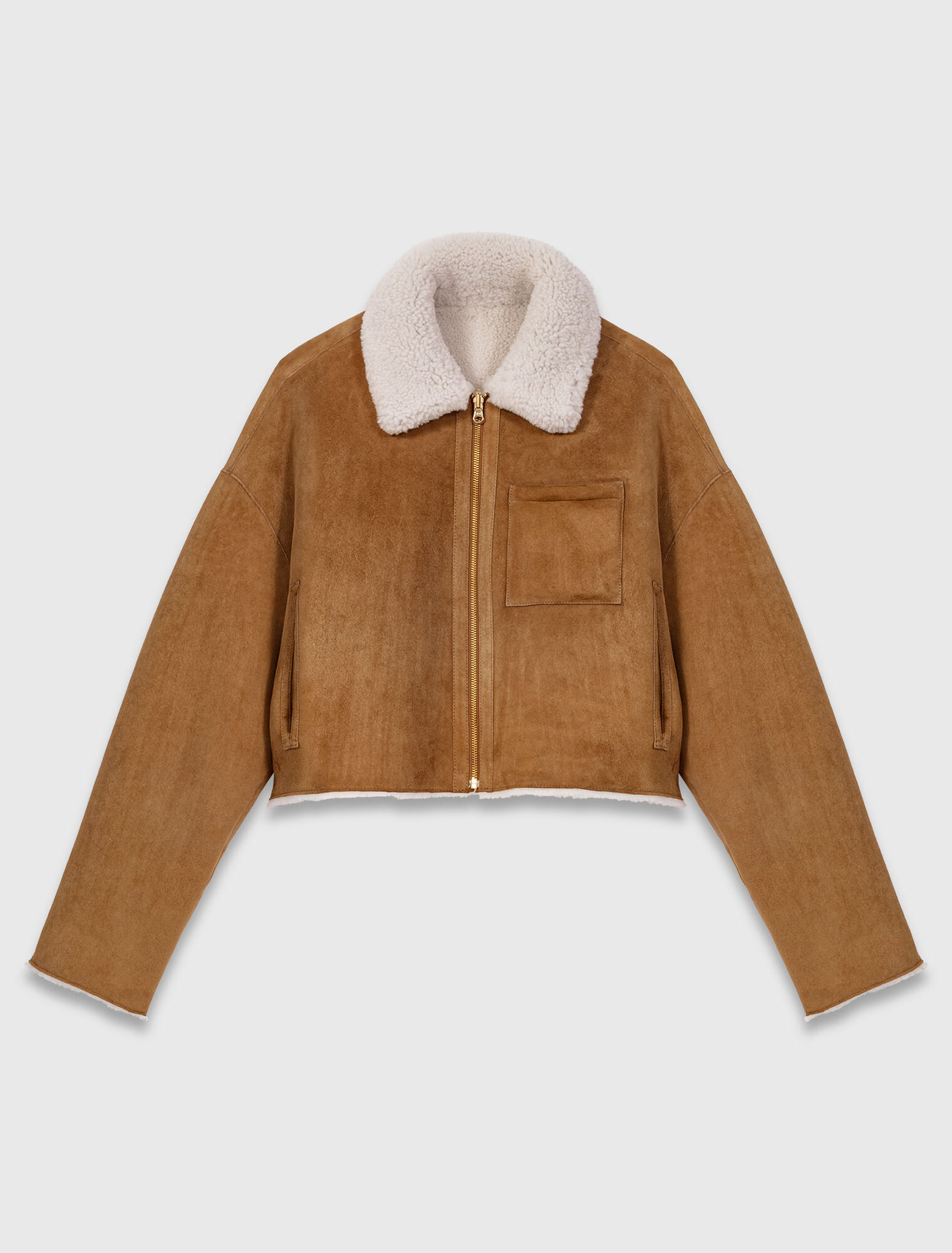 Reversible shearling coat