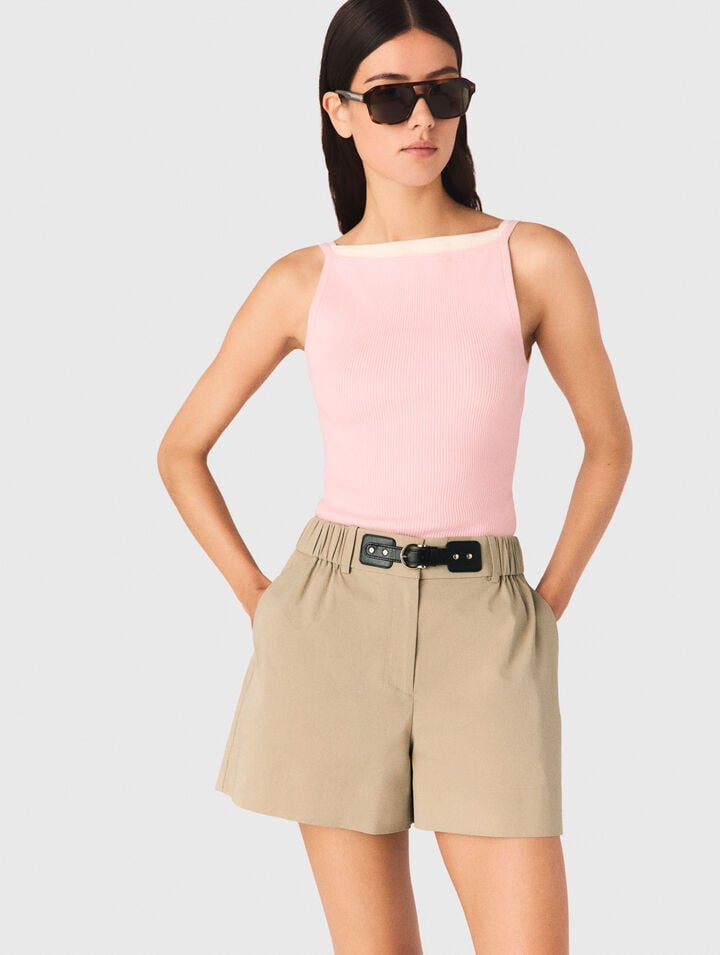 High straight-neck top