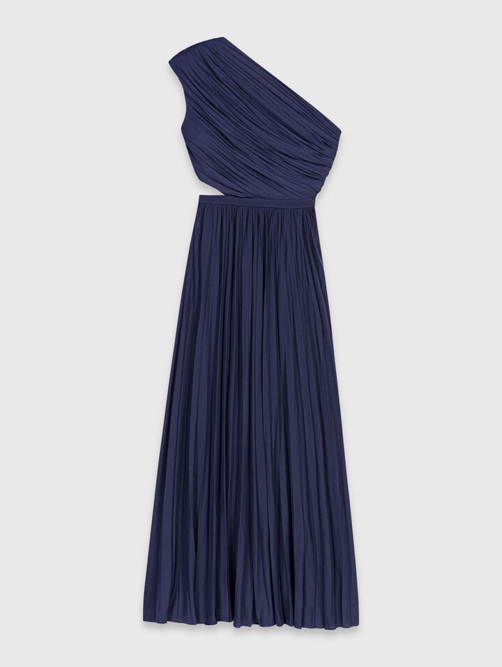 Asymmetrical pleated maxi dress