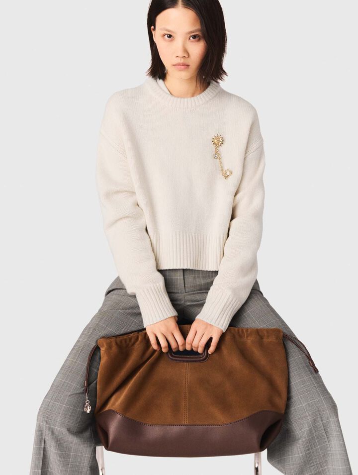 Leather and suede M Tote bag