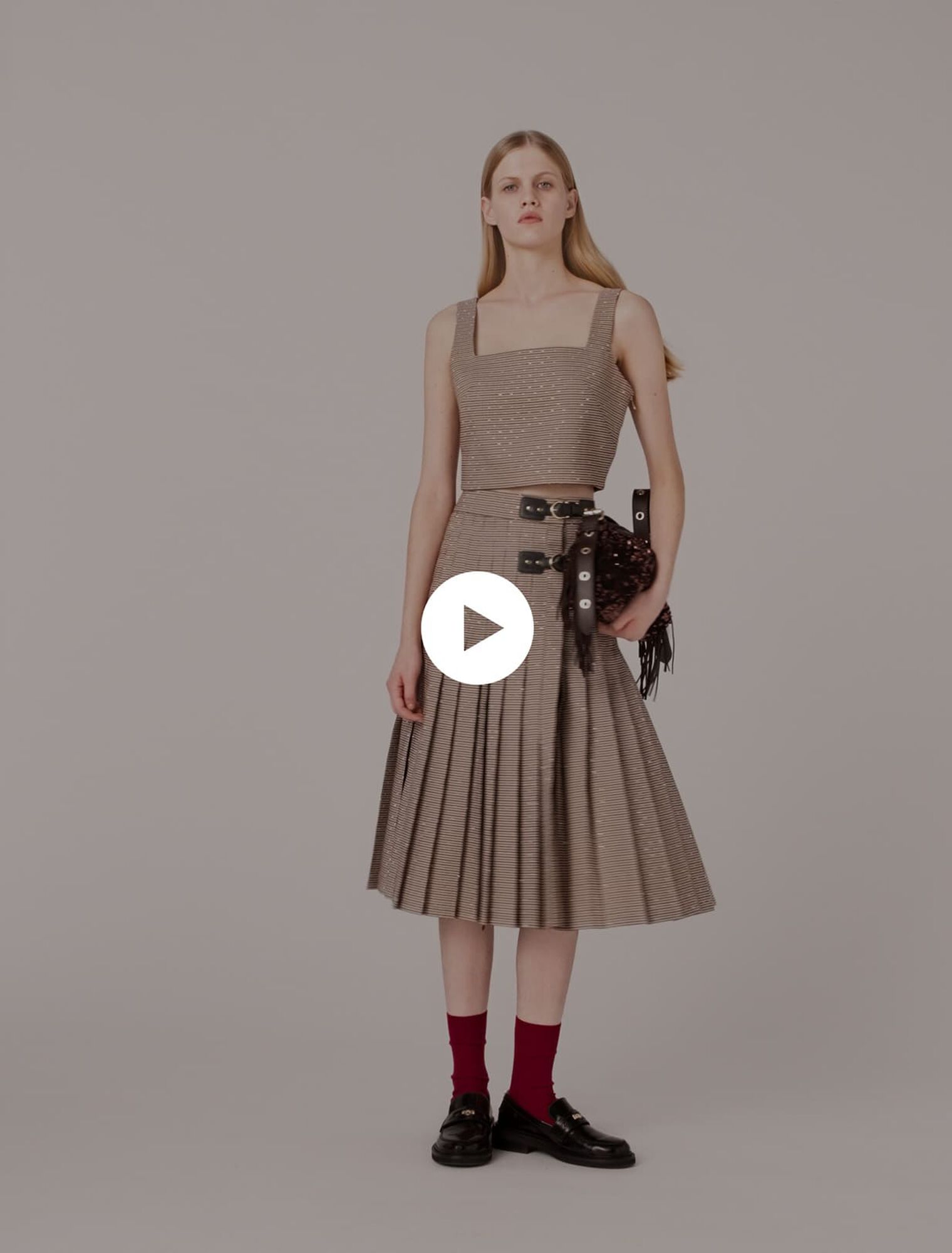 Checked diamanté strappy top