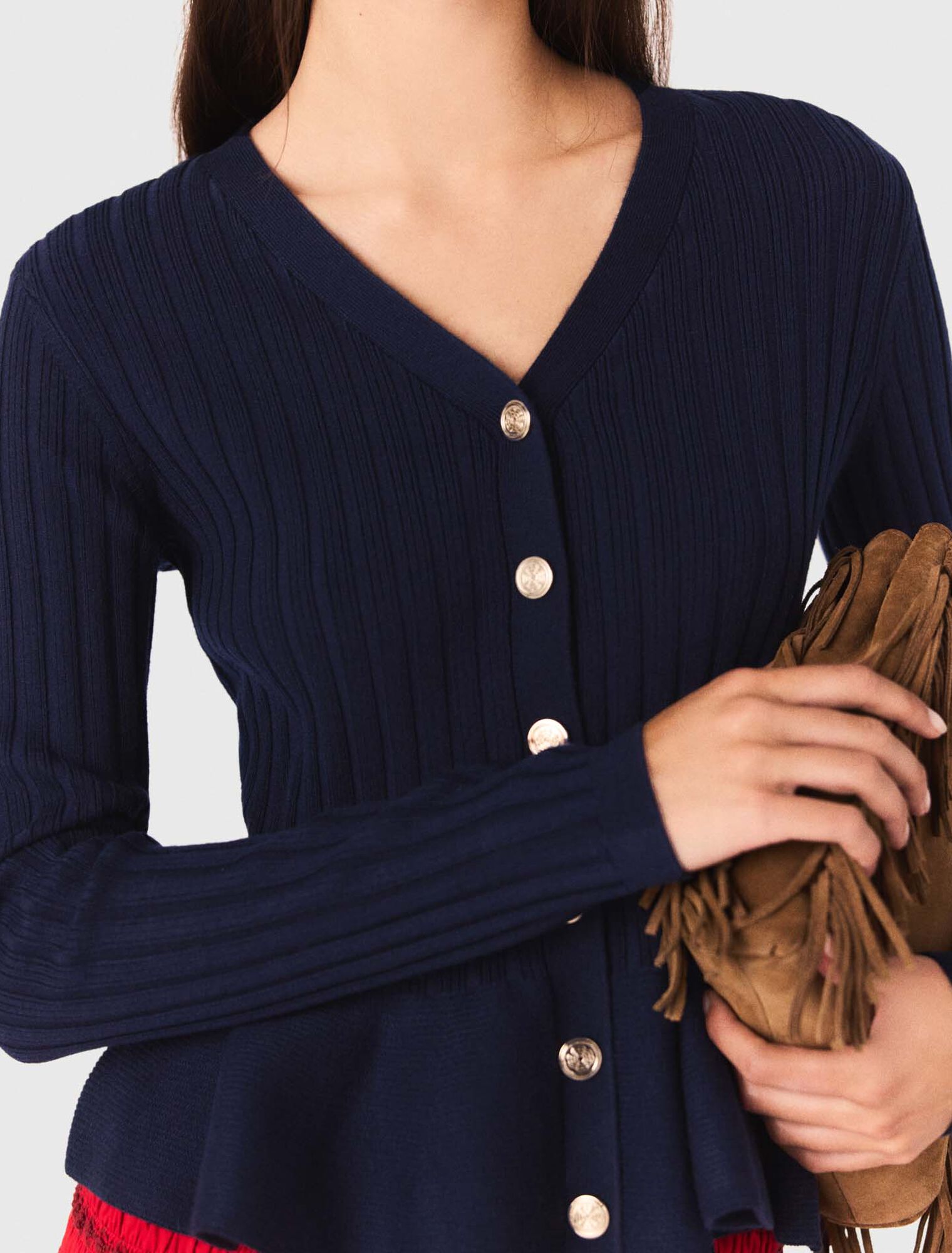 Peplum waist cardigan