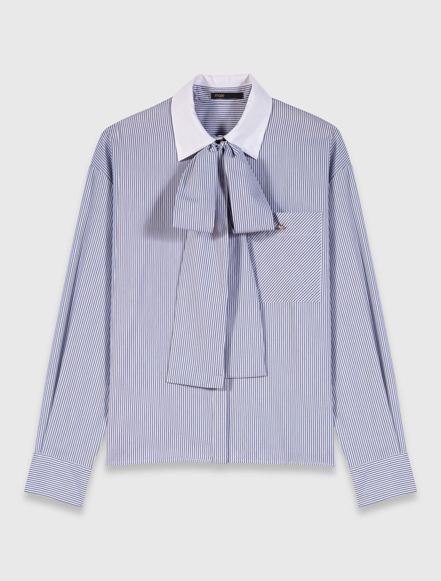 Striped pussy bow shirt