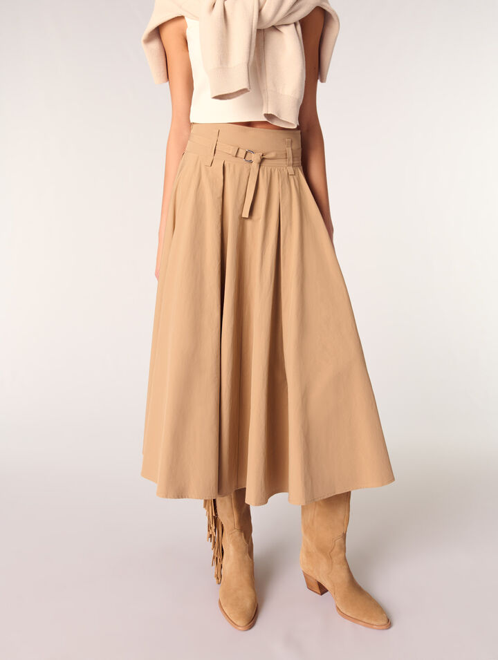 Cotton pleated maxi skirt
