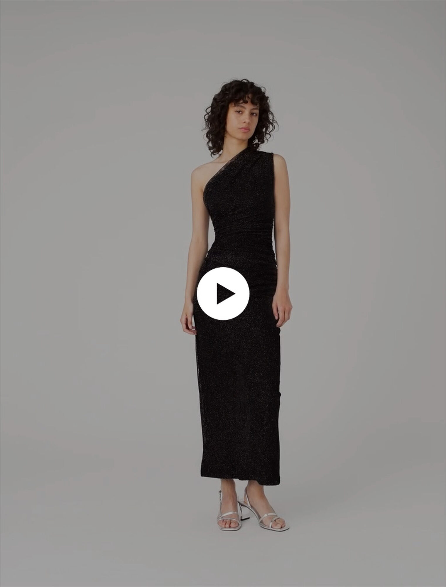 Asymmetric rhinestone knit dress