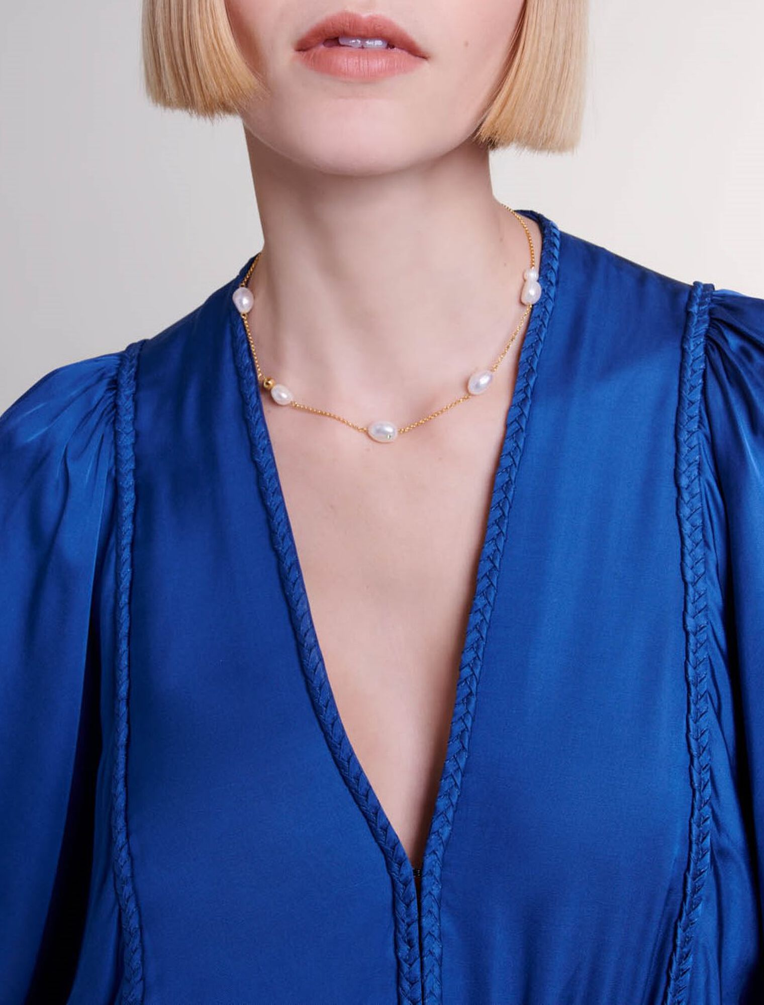 Gold chain and bead necklace Gold chain and bead necklace