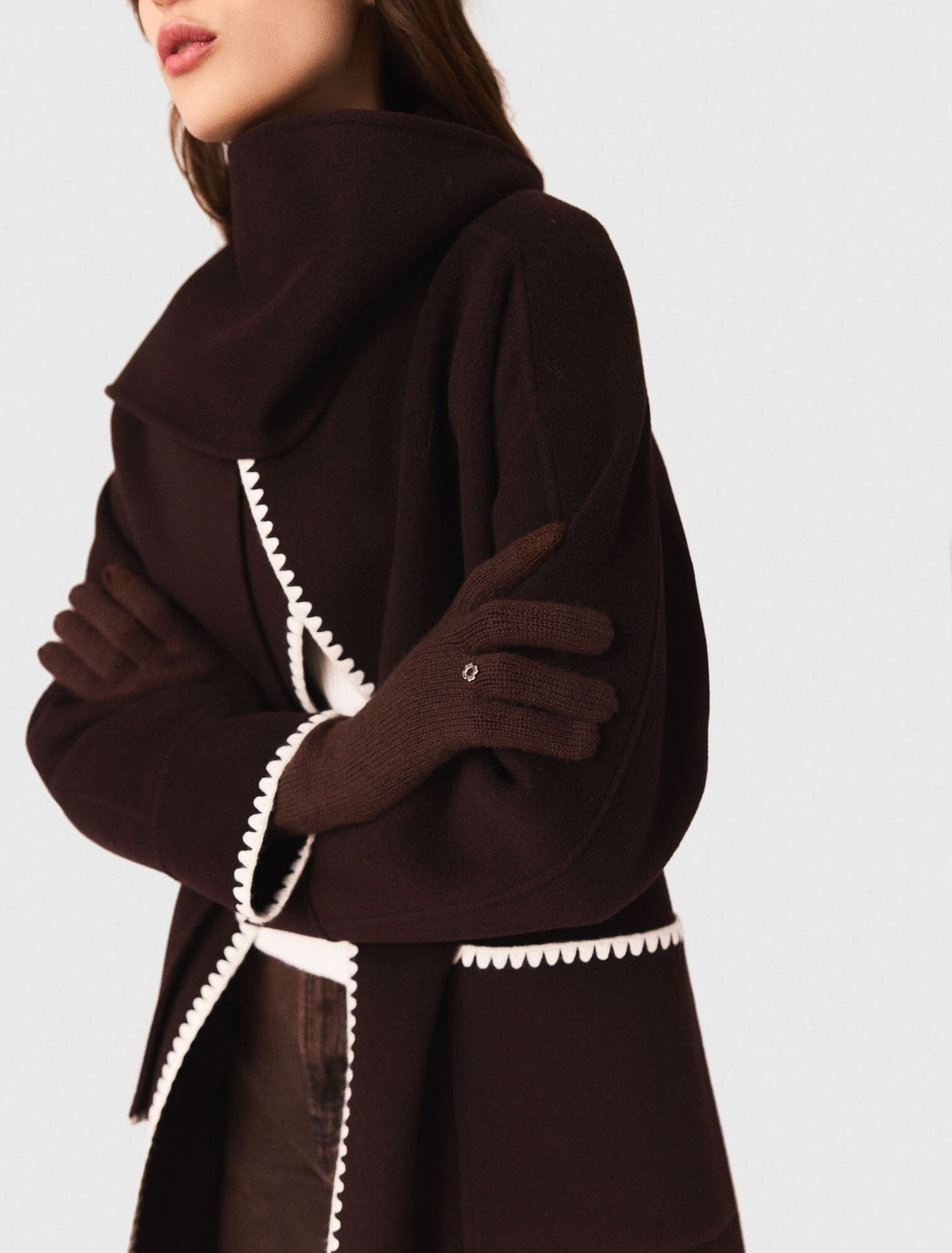 Long wool and cashmere gloves