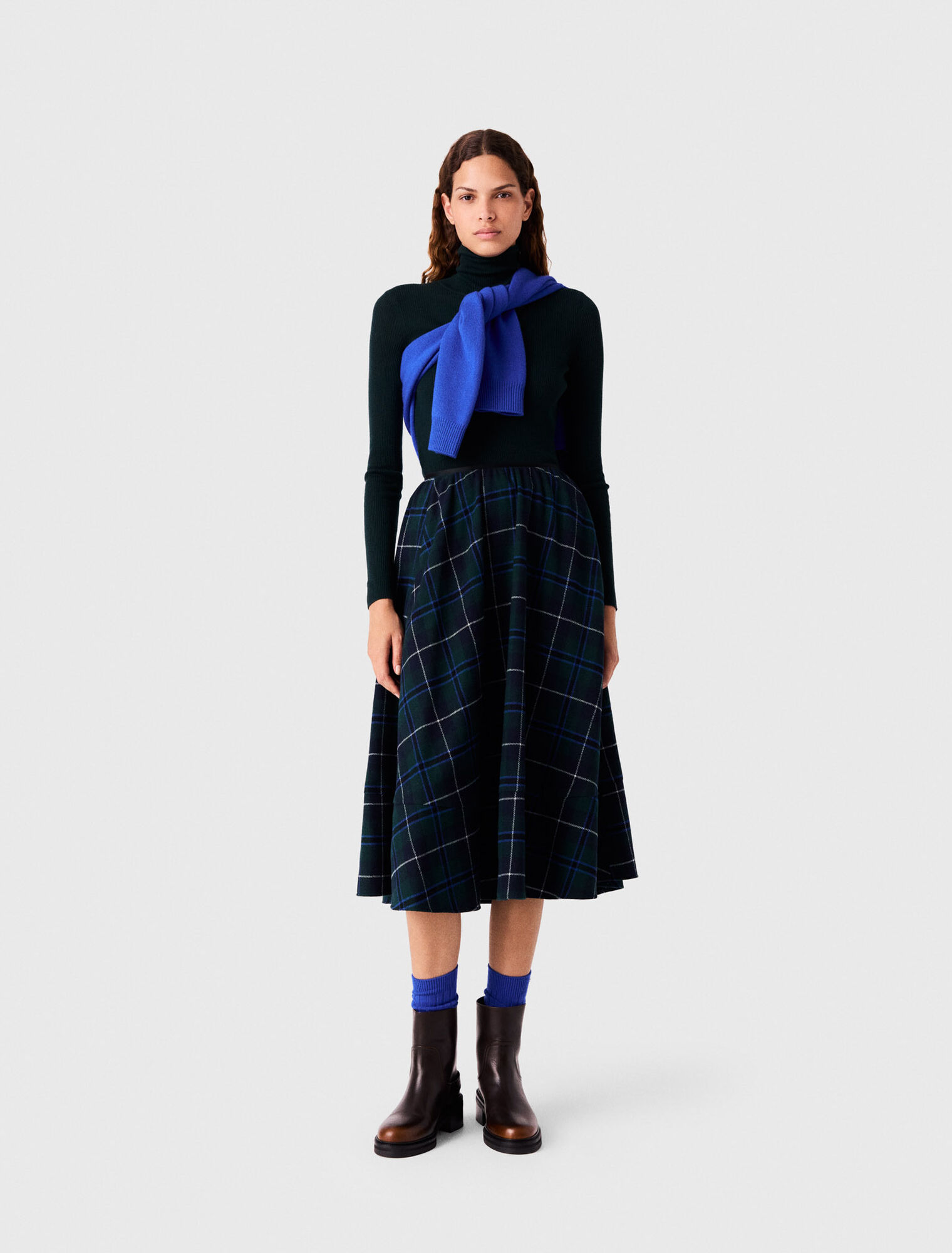 Long checked skirt