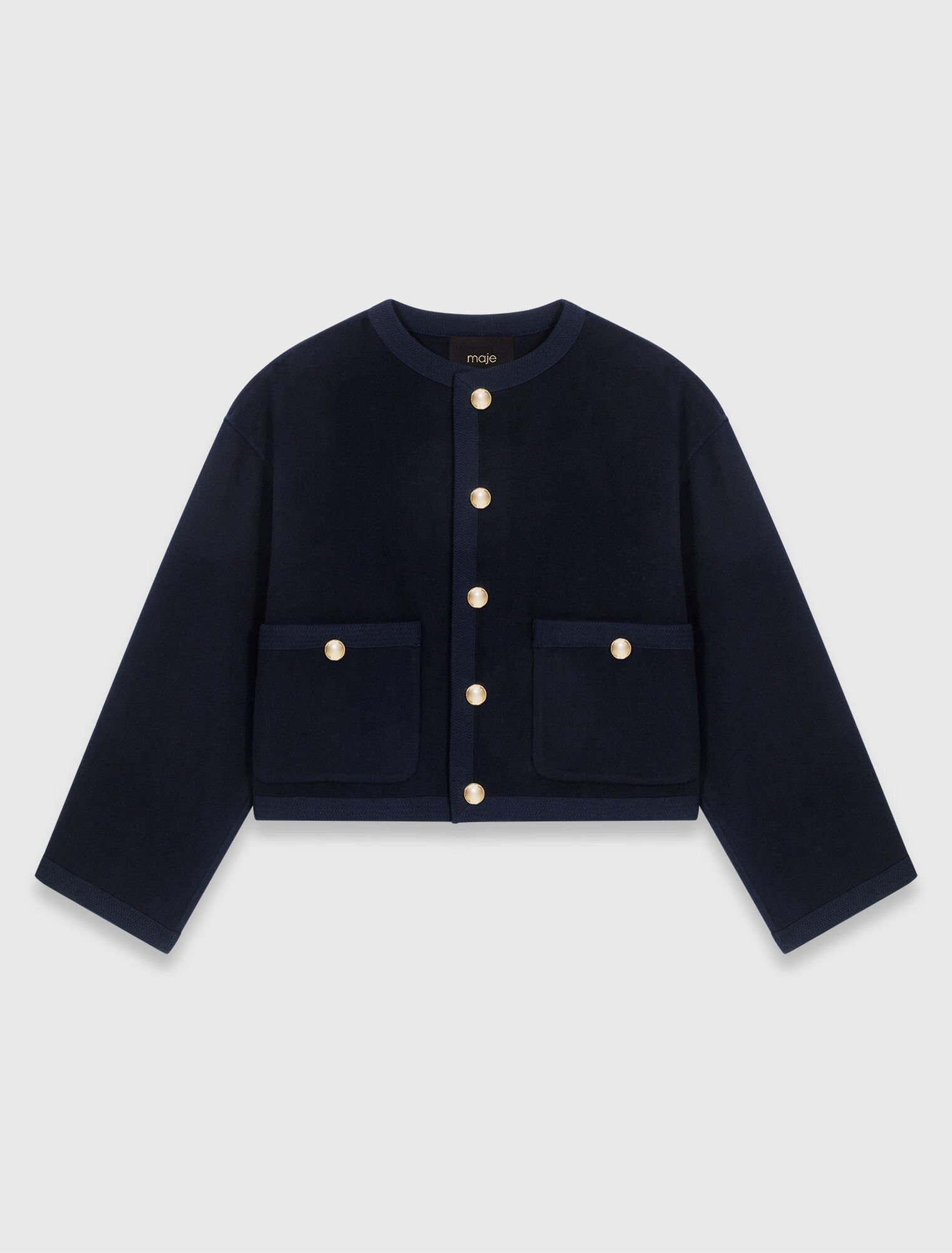 Double-faced jacket, braided trim