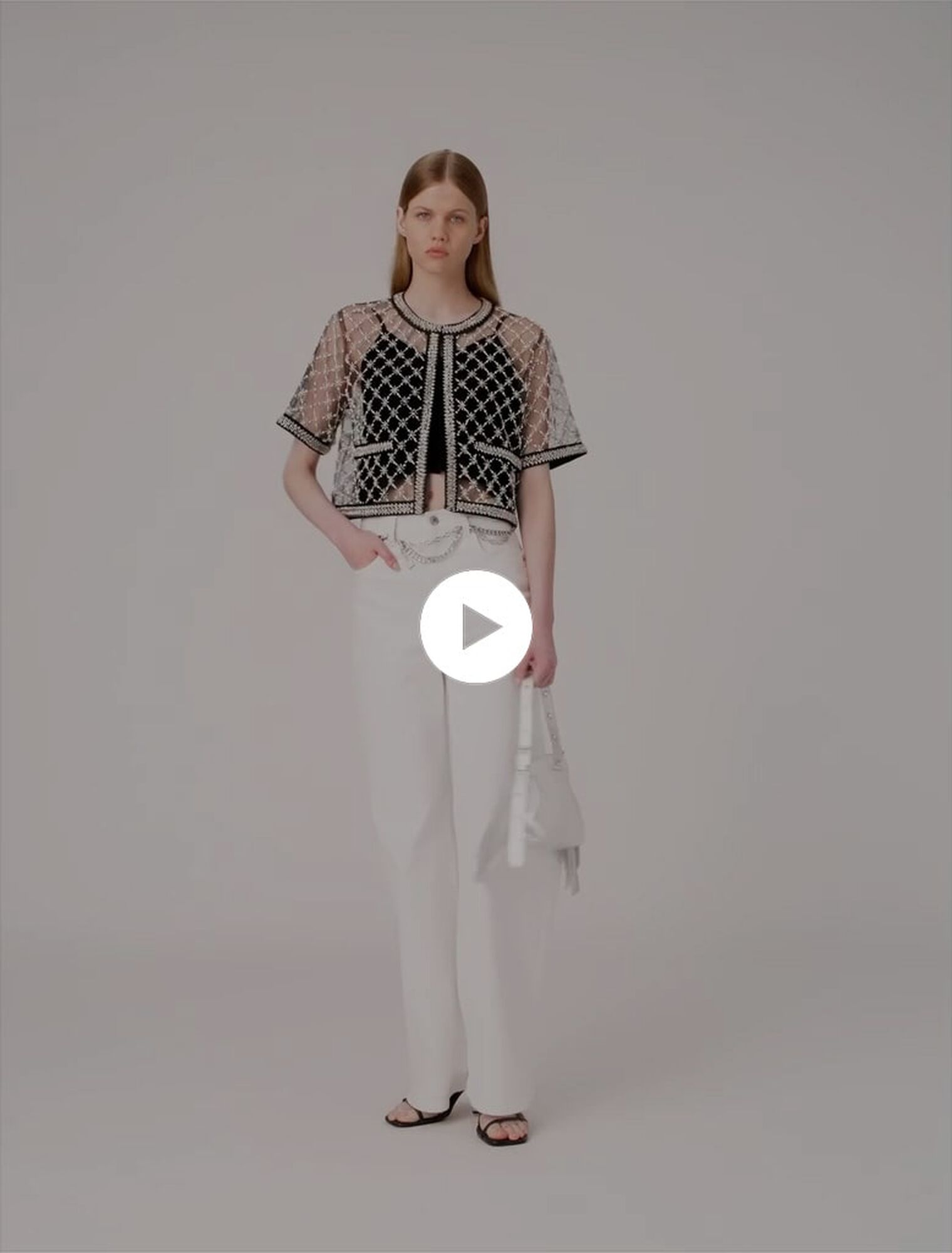 Embroidered tulle top