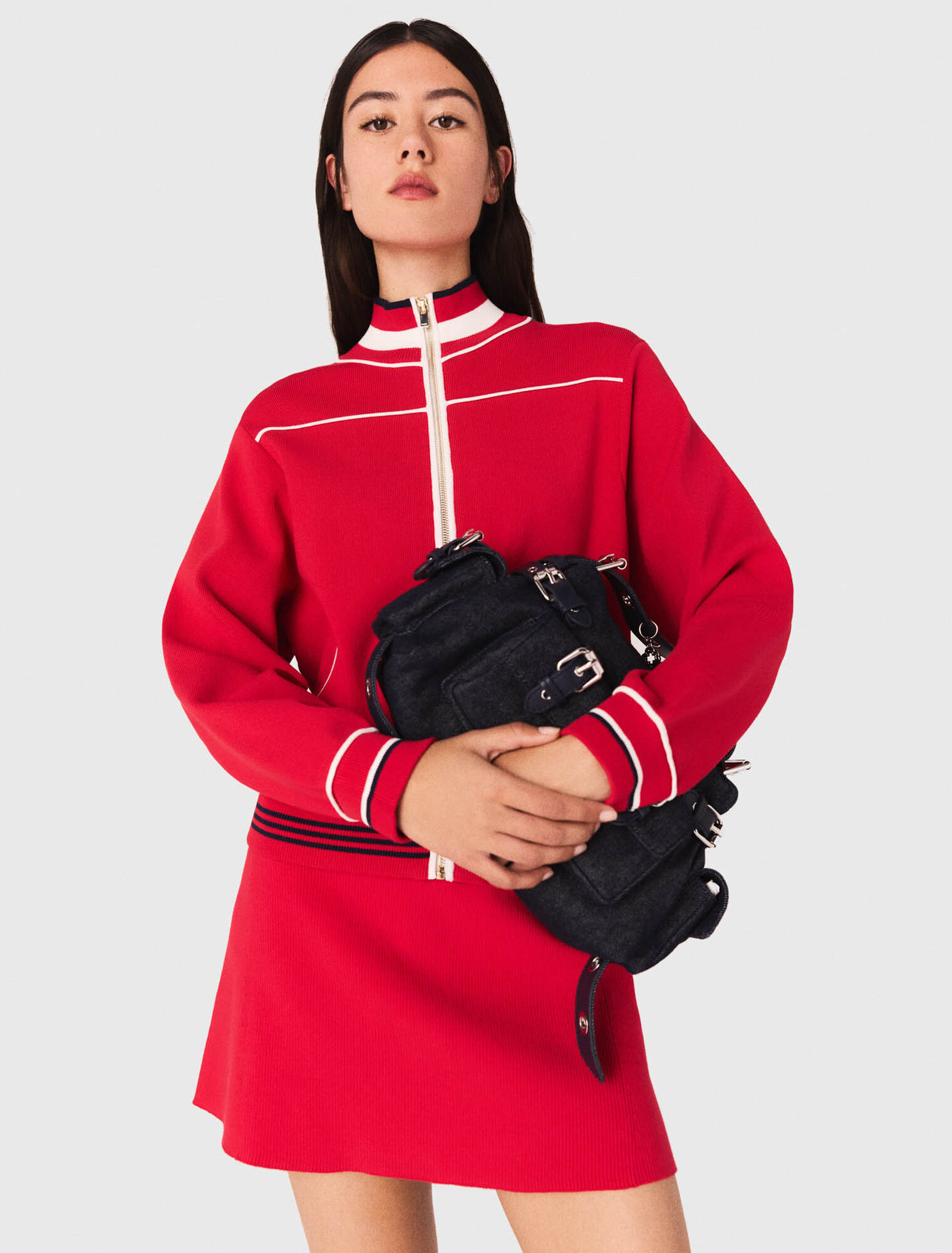 Zipped cardigan with elastic waist