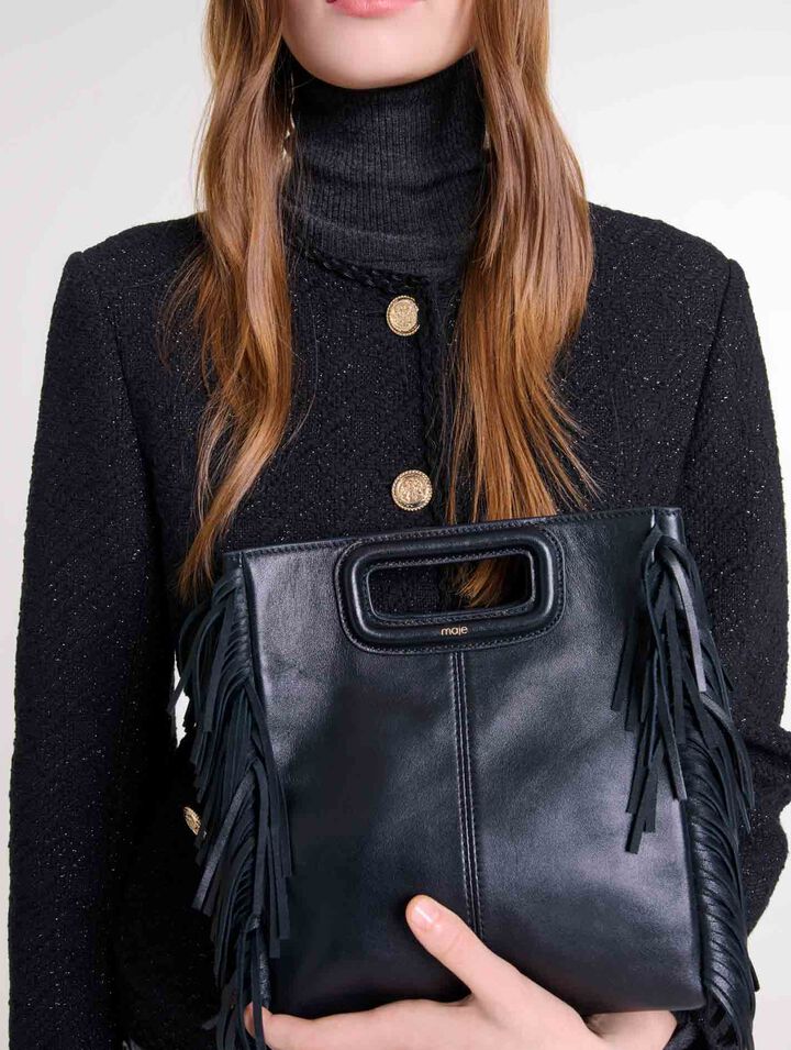 Smooth leather M bag with fringing Smooth leather M bag with fringing