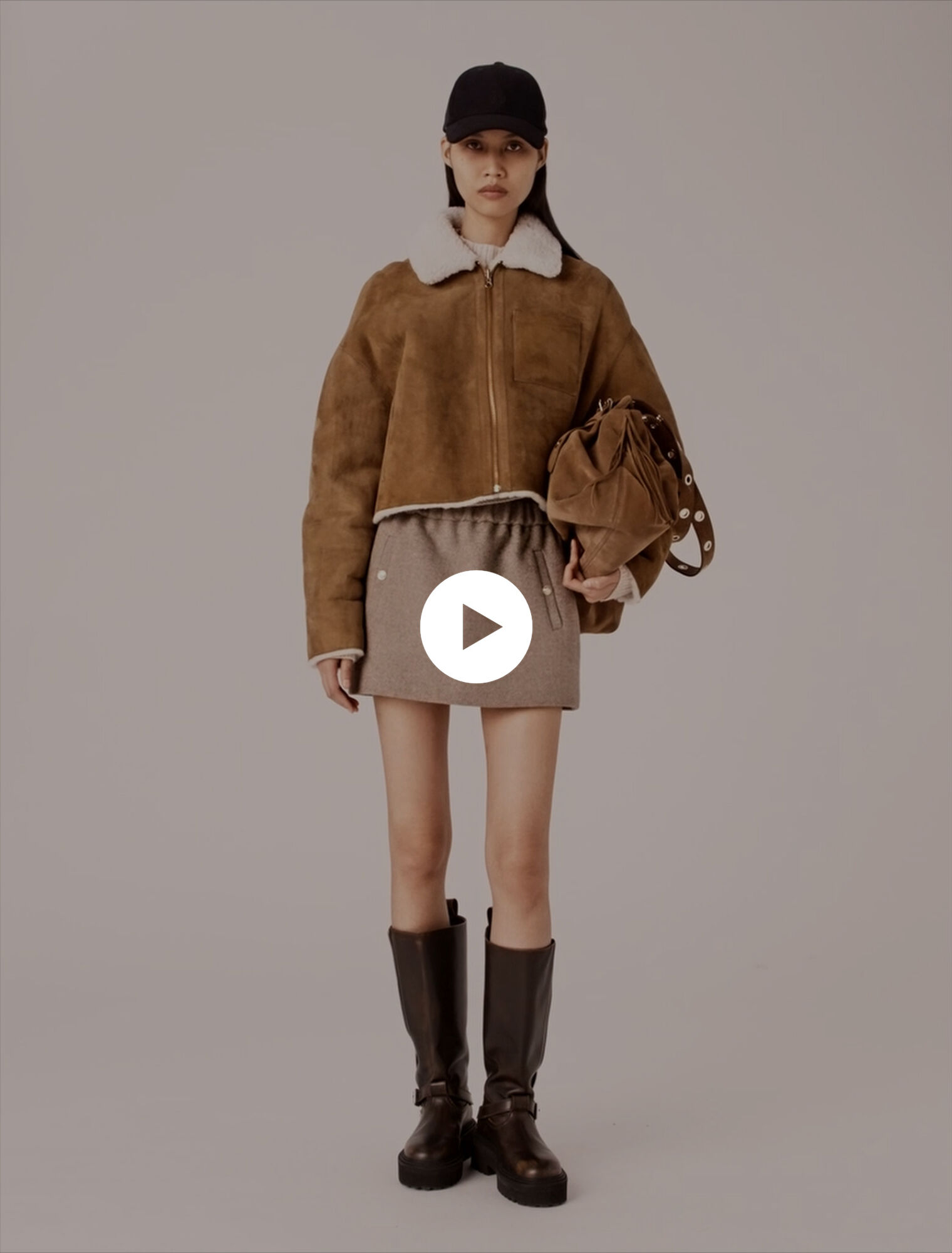 Reversible shearling coat