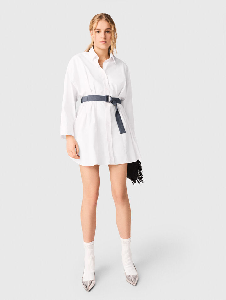 Shirt dress with contrast belt