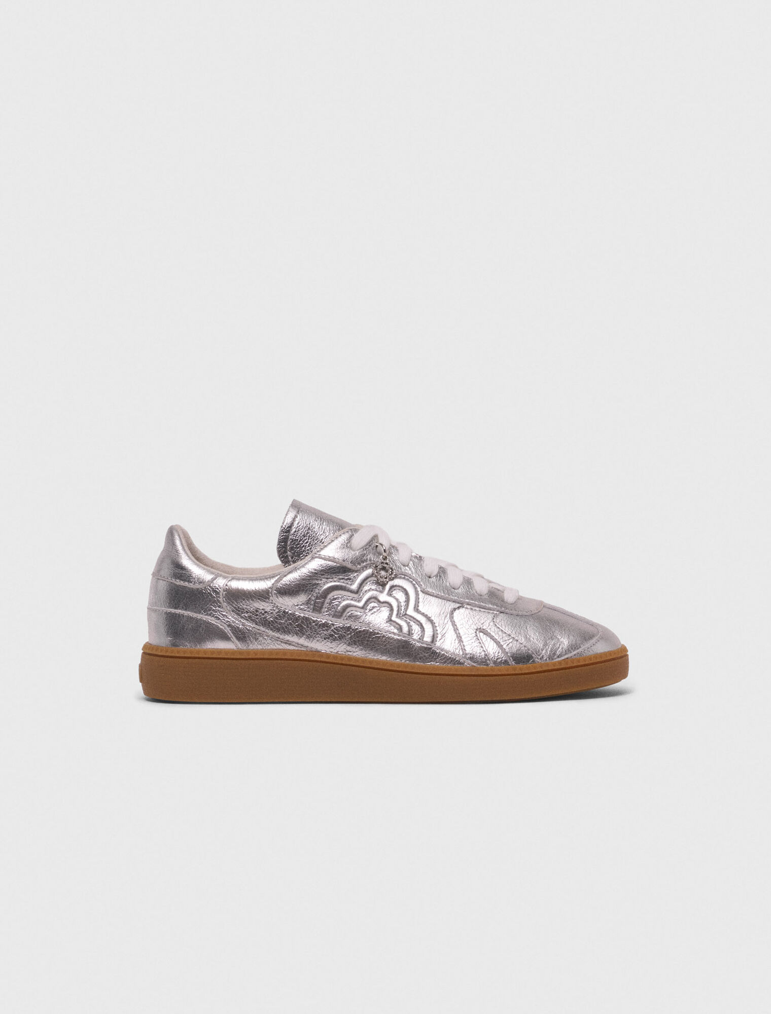 Metallic leather trainers