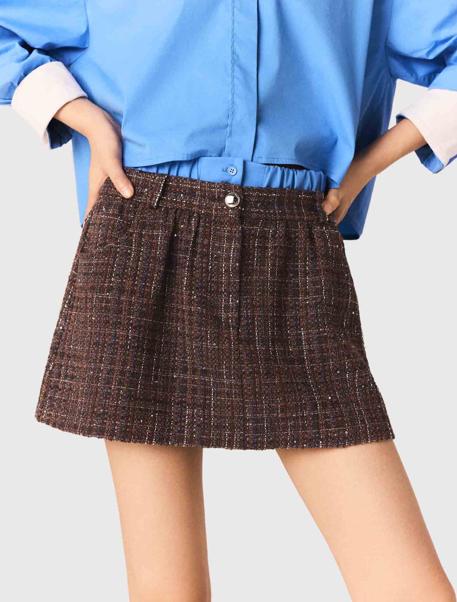 Tweed shorts with elasticated waistband