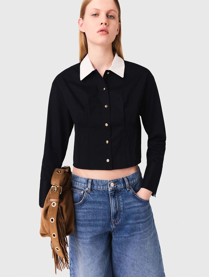 Cropped poplin shirt