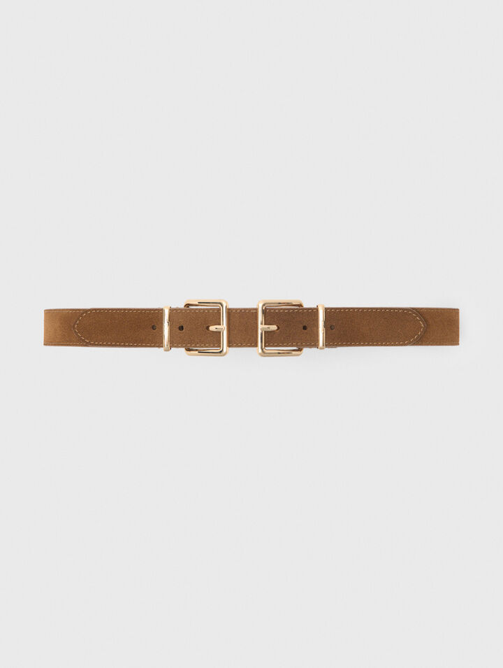 Double buckle suede belt