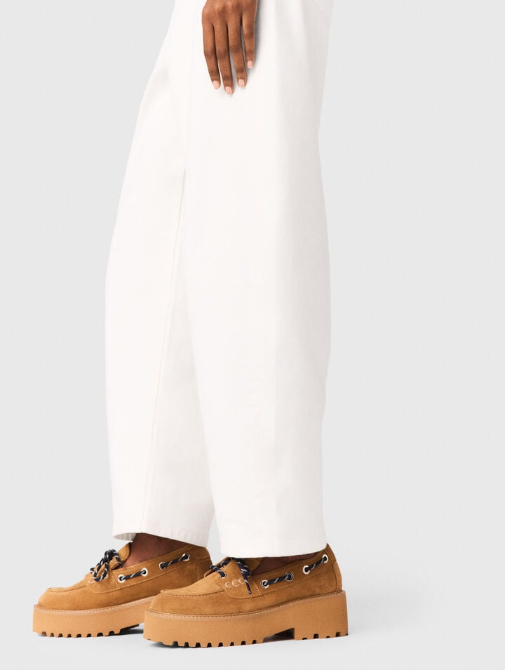 Suede platform boat shoes