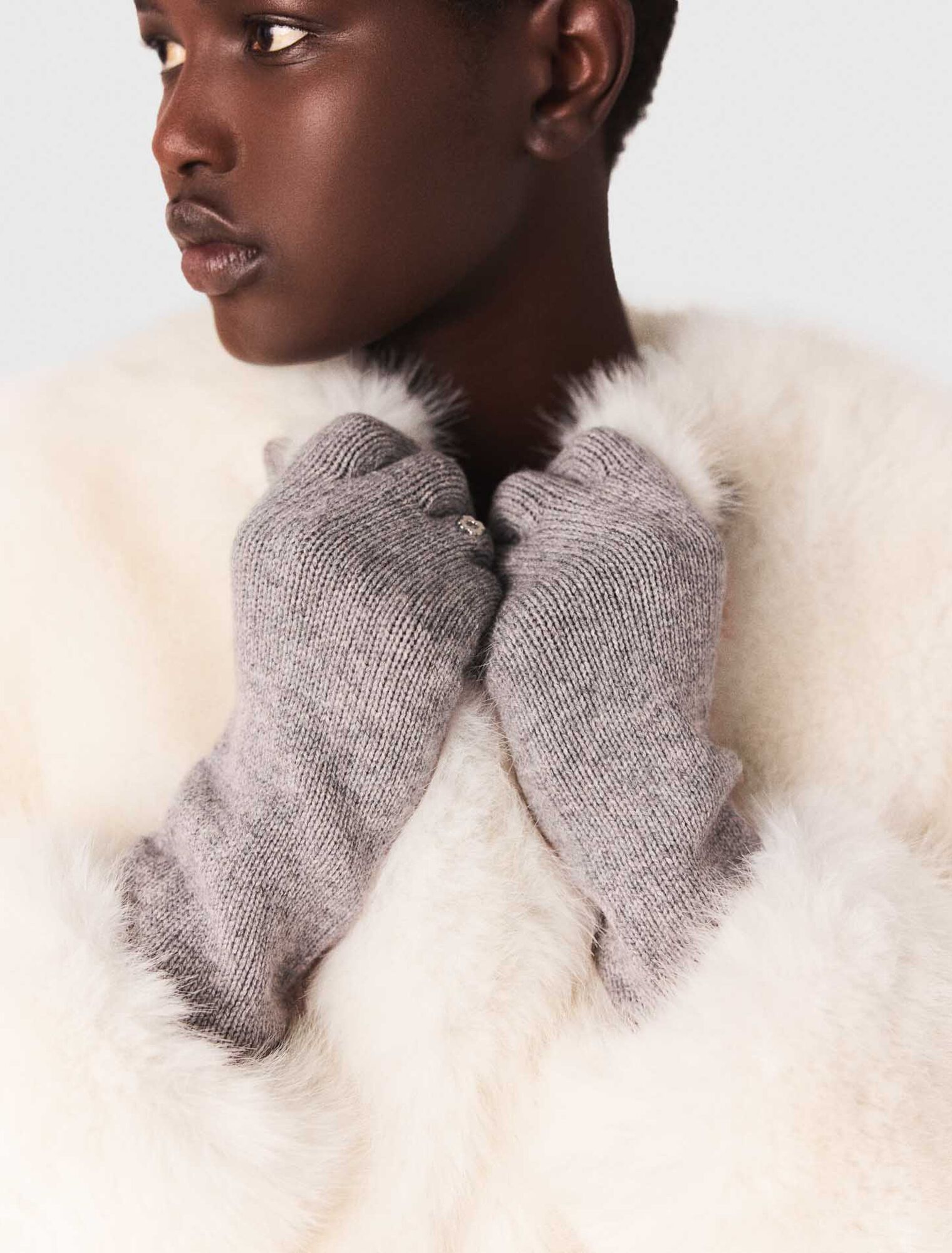 Long wool and cashmere gloves