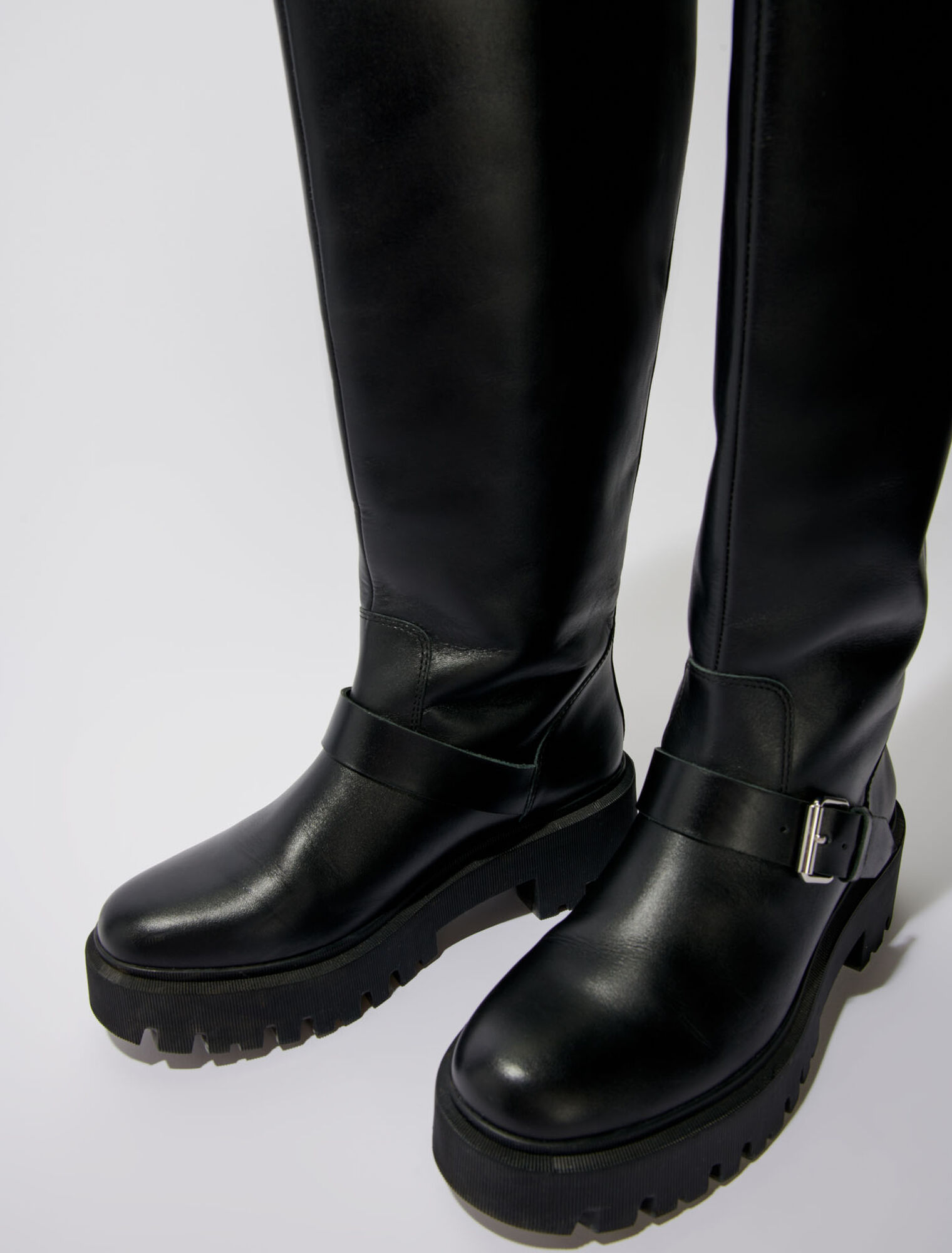 Biker boots in smooth leather