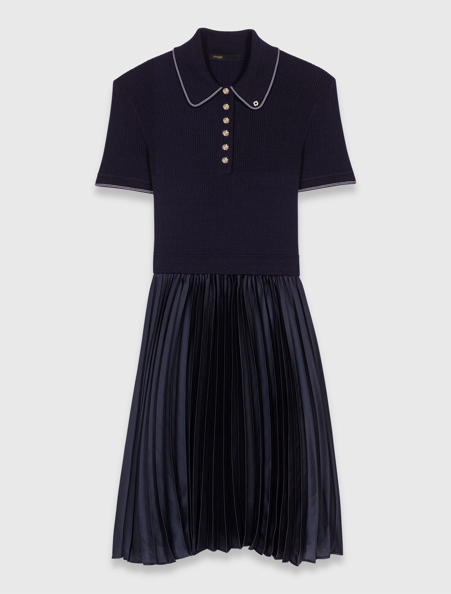 Short pleated polo collar dress