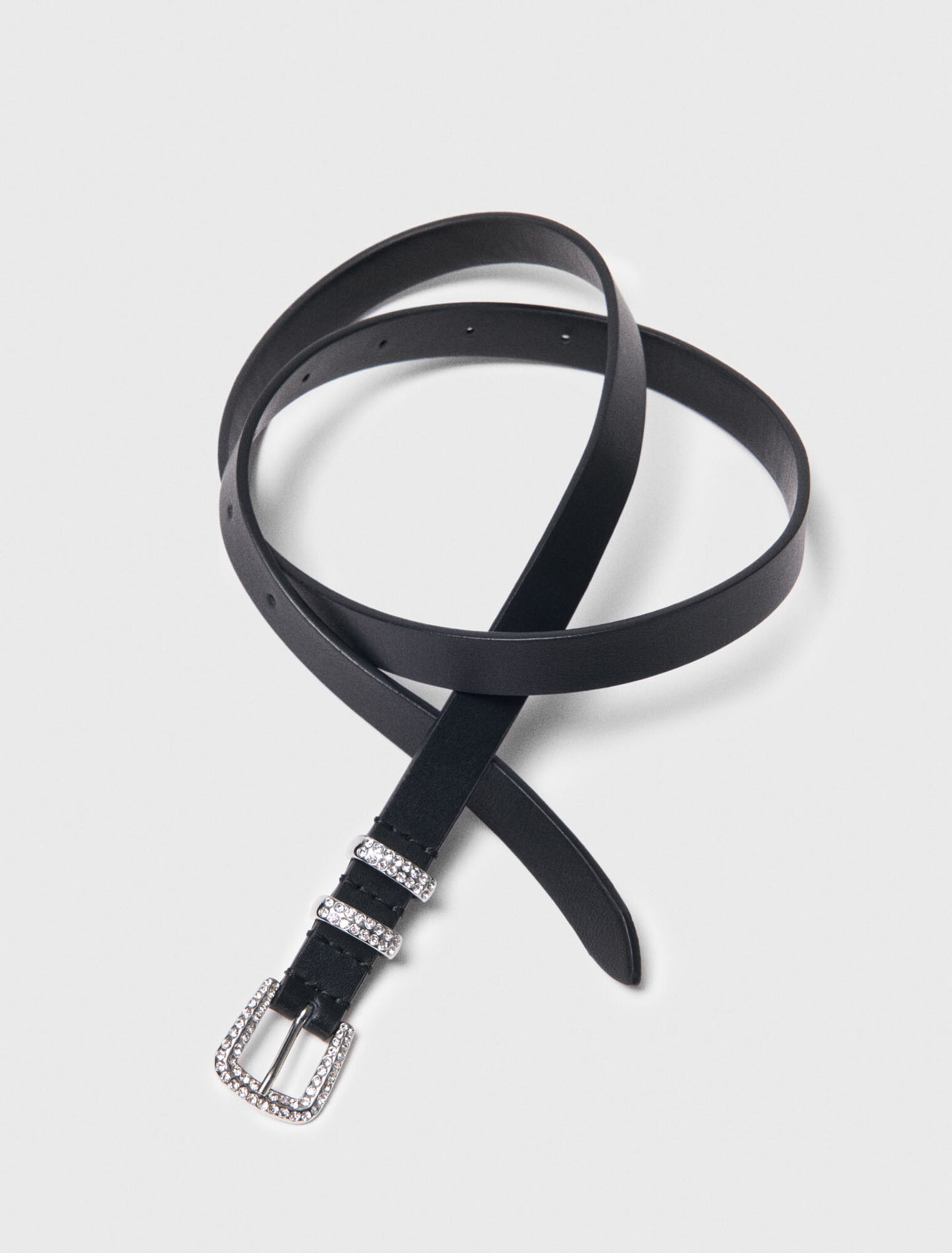 Slim belt with diamanté buckle