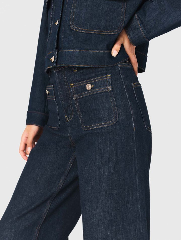 Wide jeans with patch pockets Wide jeans with patch pockets