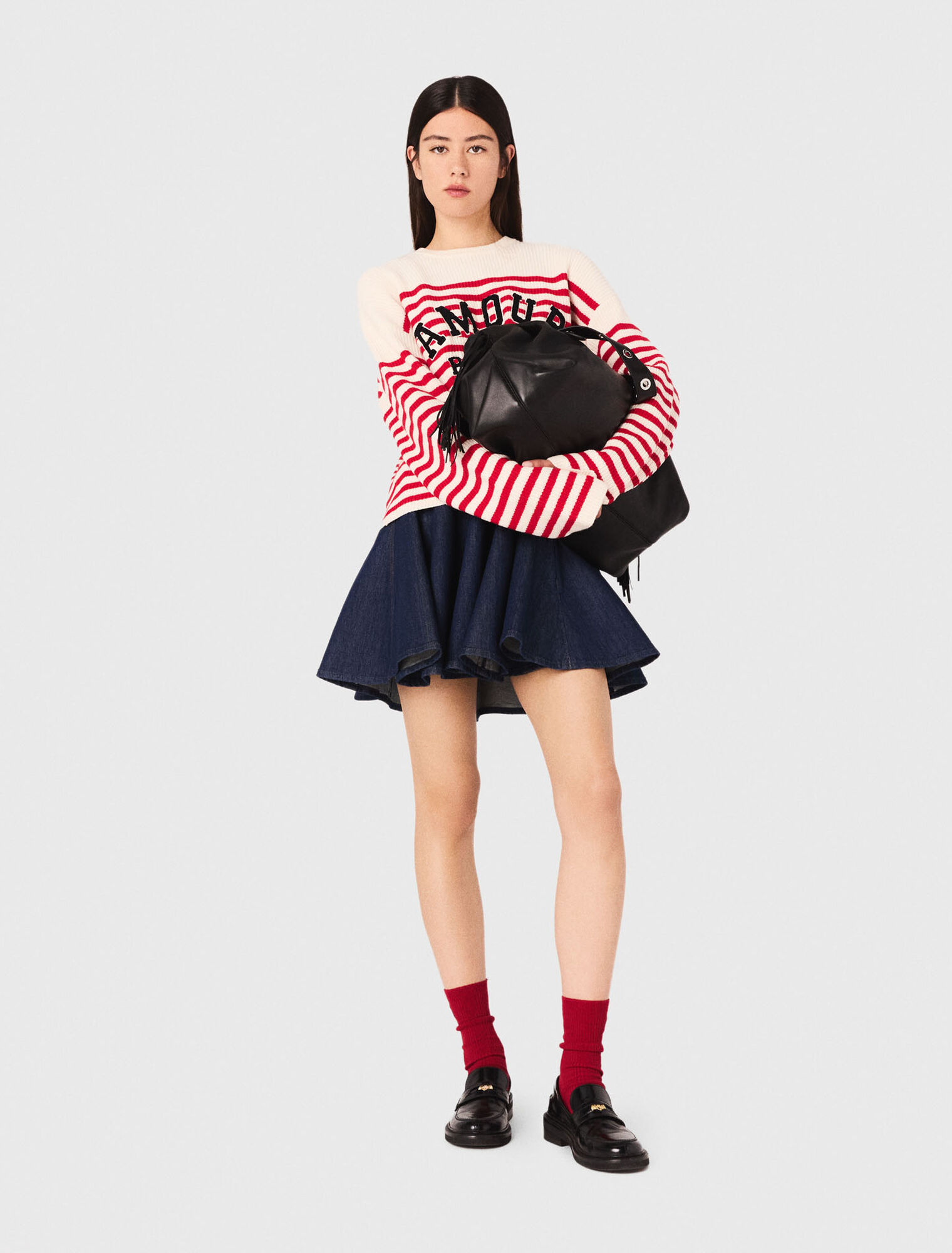 Striped rib knit jumper