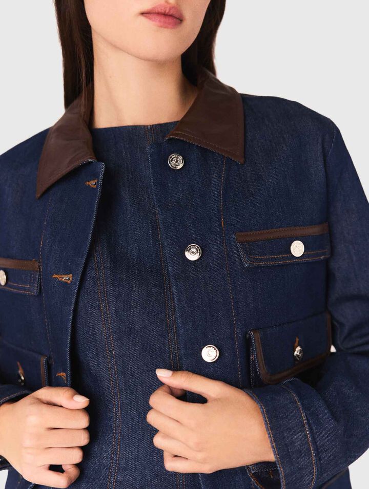 Denim jacket with faux leather Denim jacket with faux leather