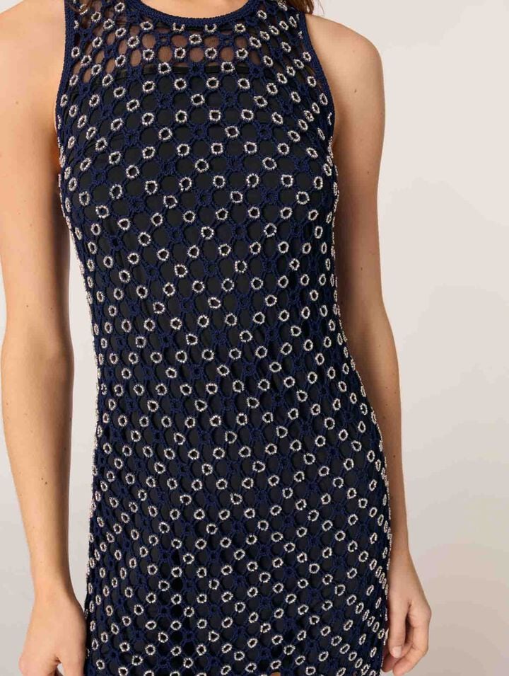 Beaded crochet maxi dress