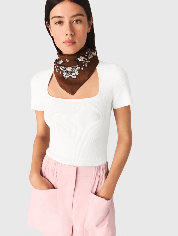 Square-neck ribbed jumper