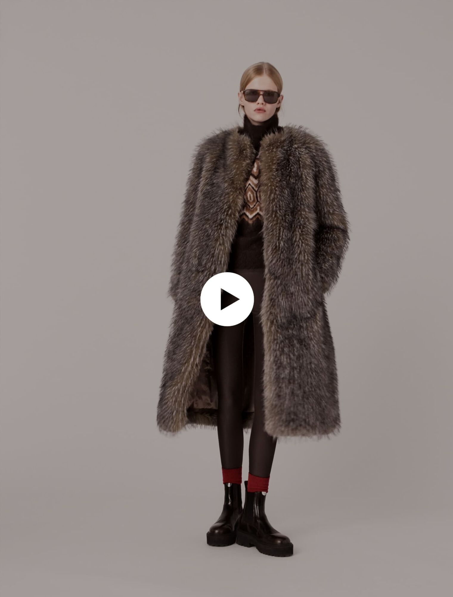 Long faux fur coat