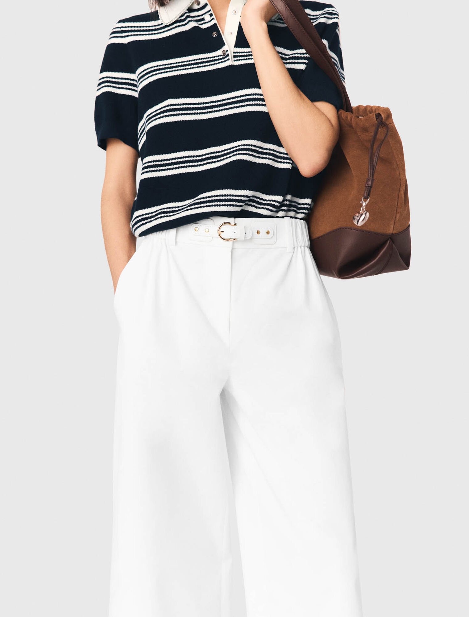 Wide-leg cotton trousers
