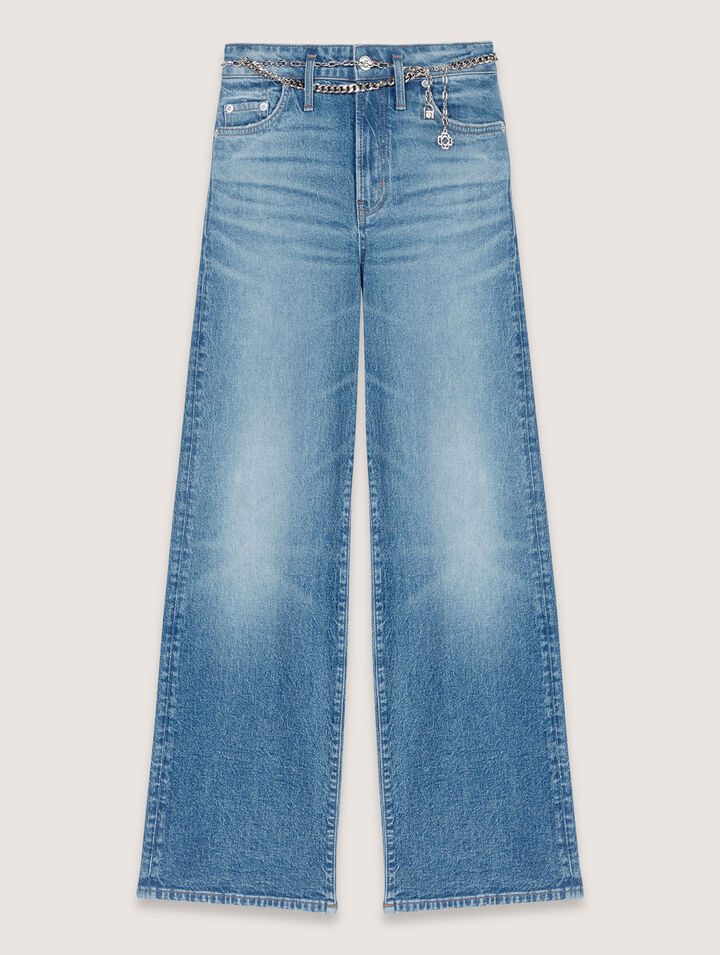 Jeans with chain-link belt