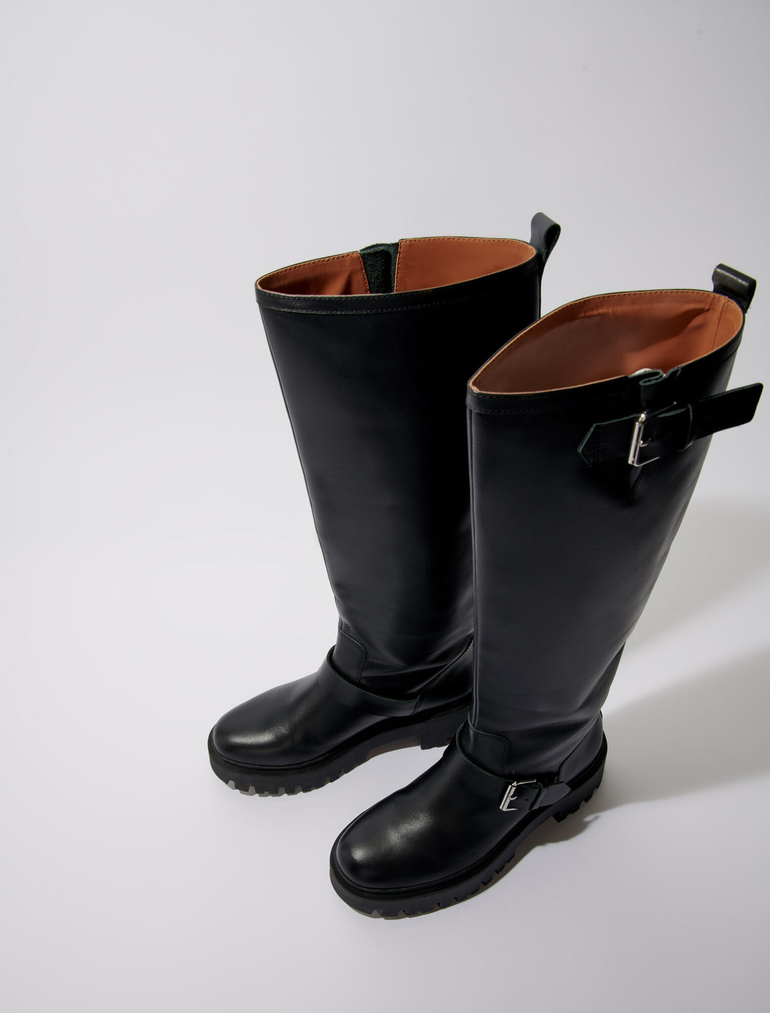 Biker boots in smooth leather