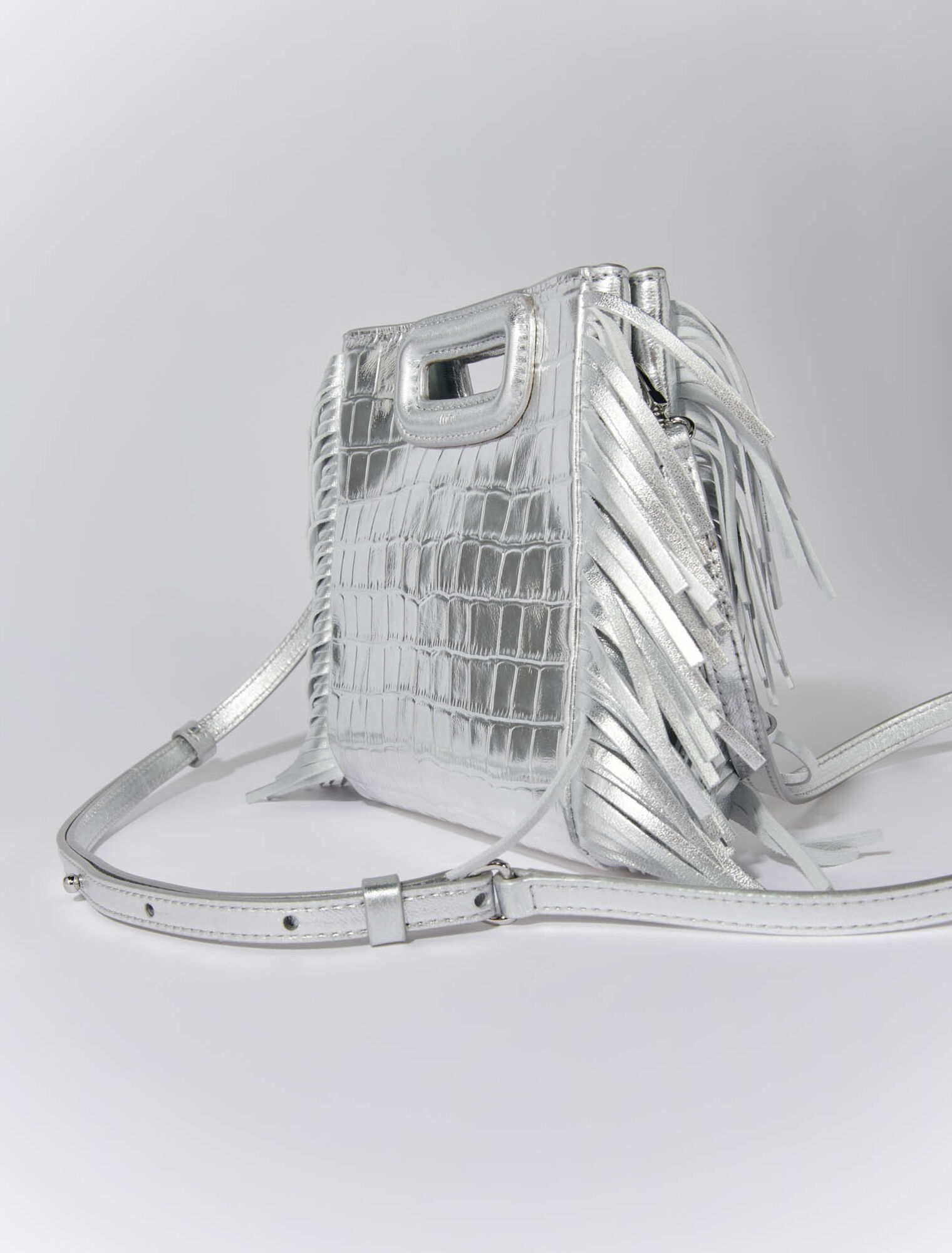 Mini embossed-leather M bag with chain