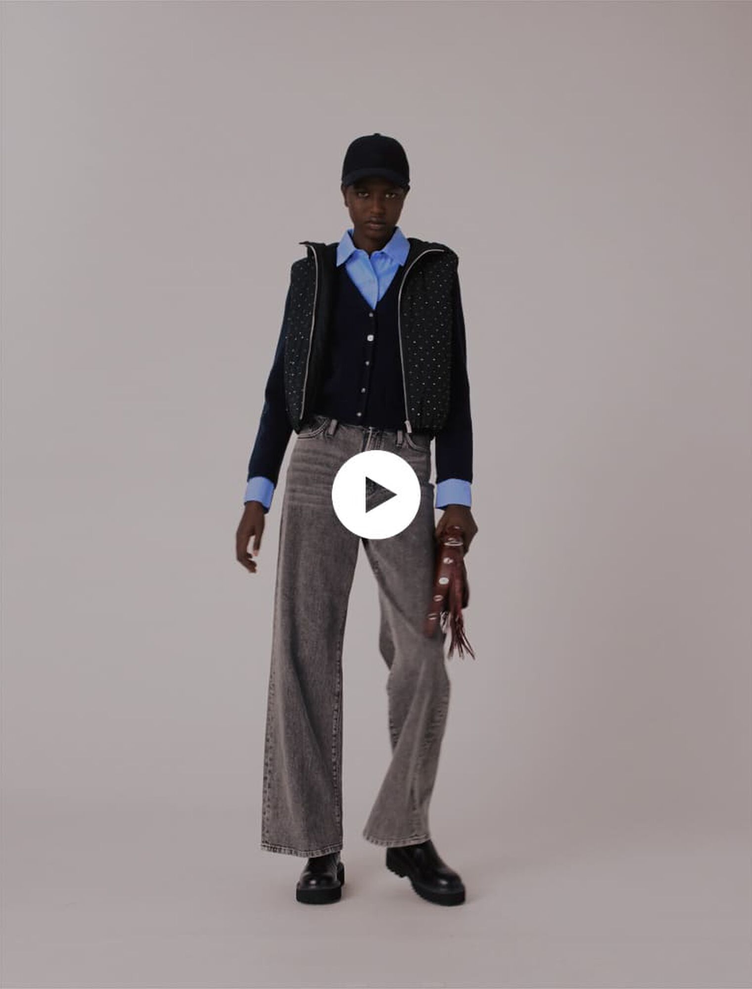 Rhinestone sleeveless puffer jacket