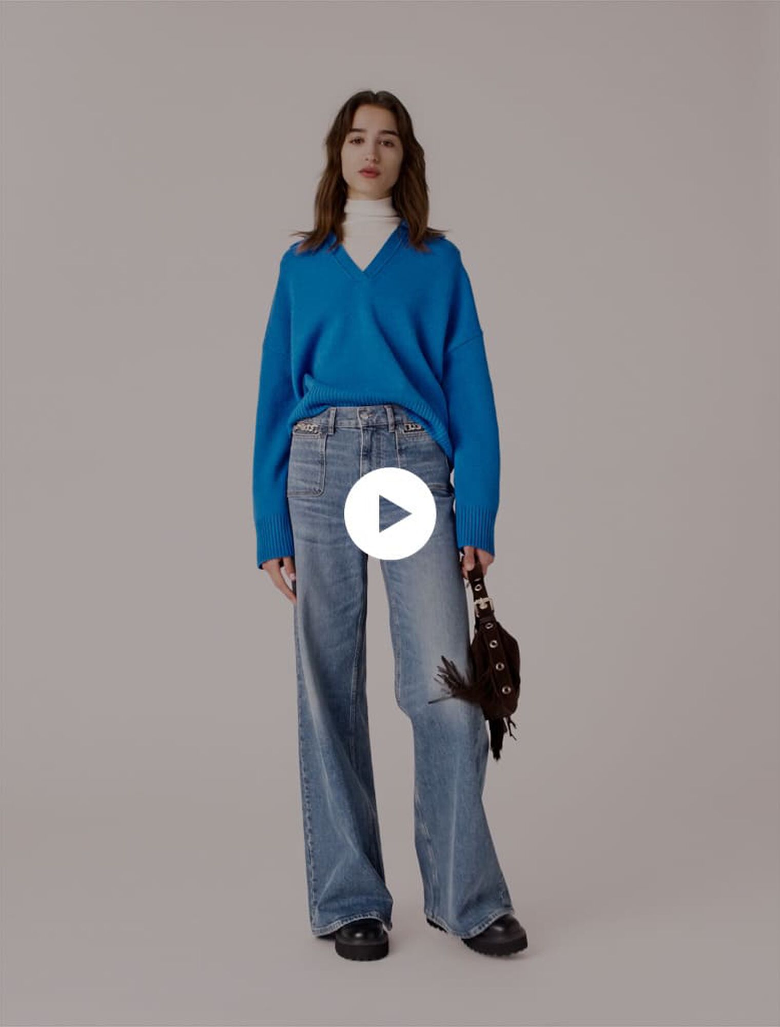 Open polo collar jumper