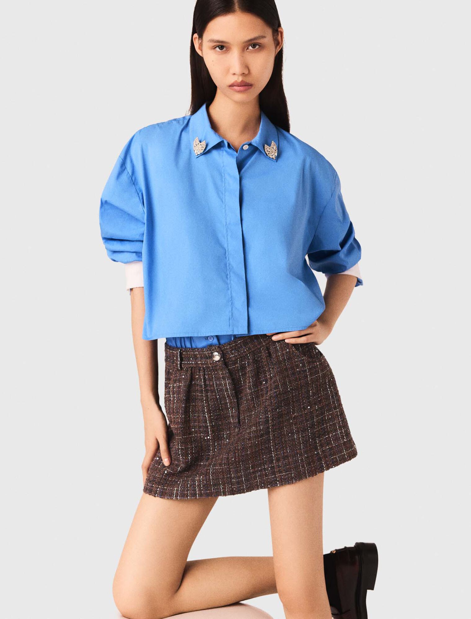 Tweed shorts with elasticated waistband