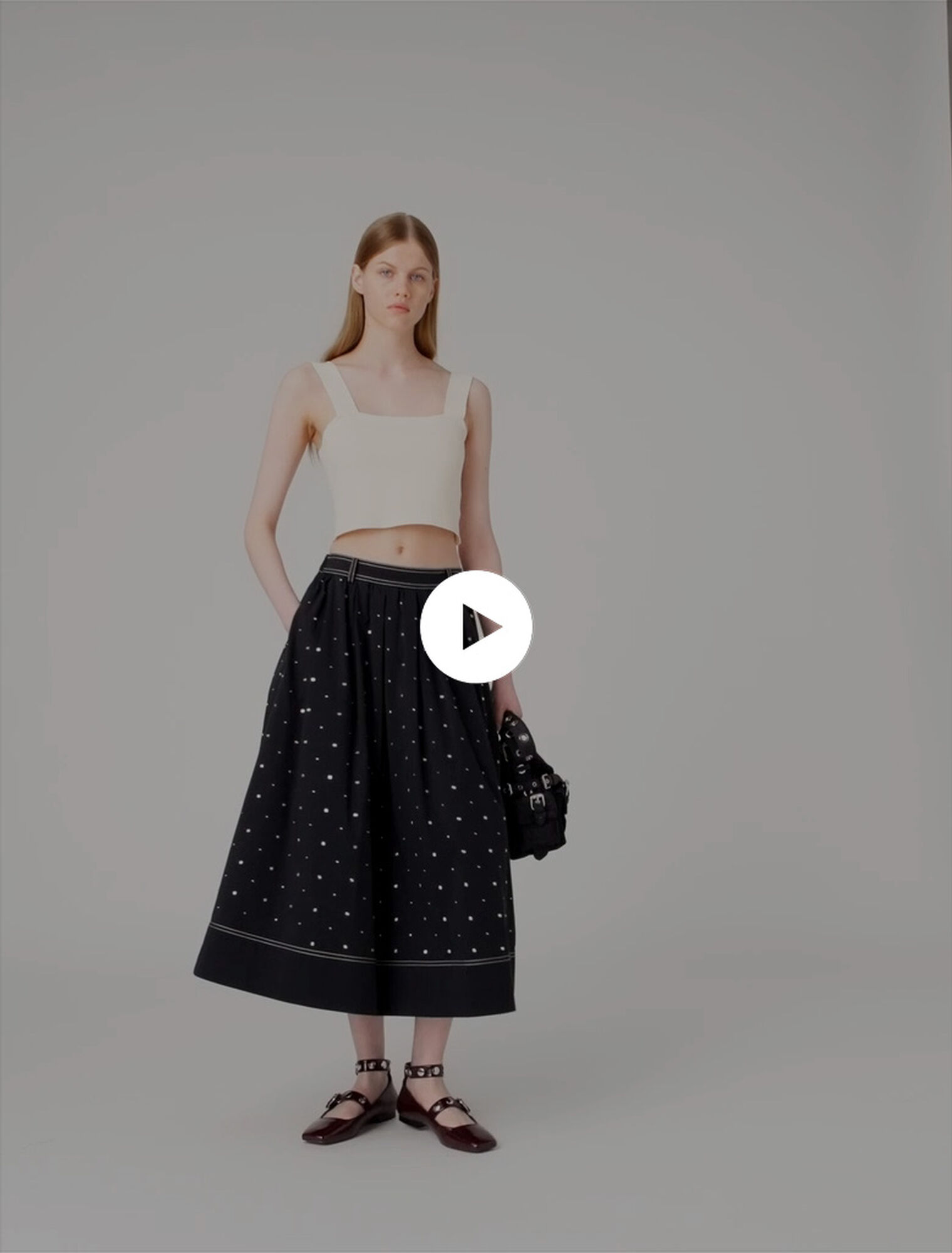 Long studded cotton skirt