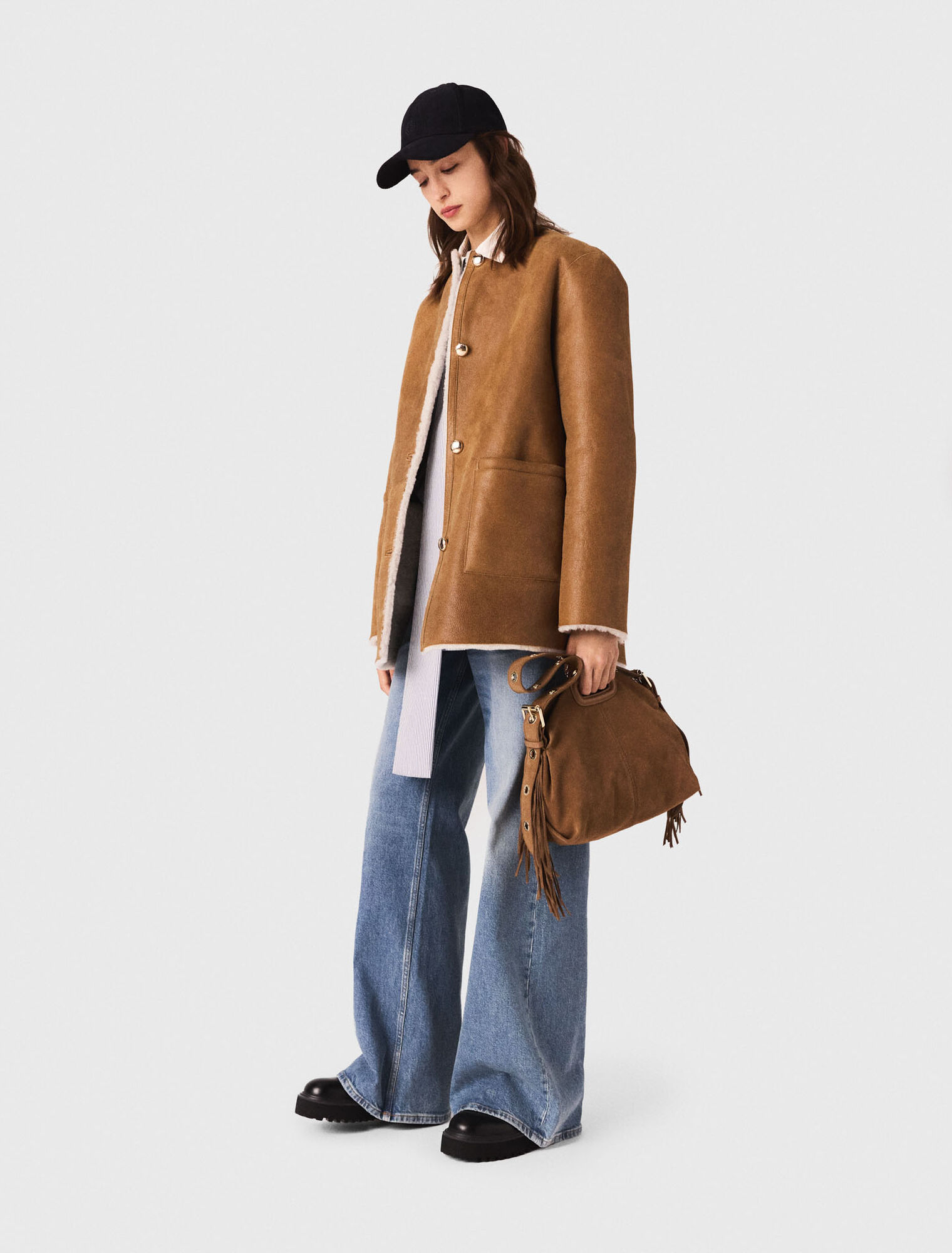 Reversible leather coat