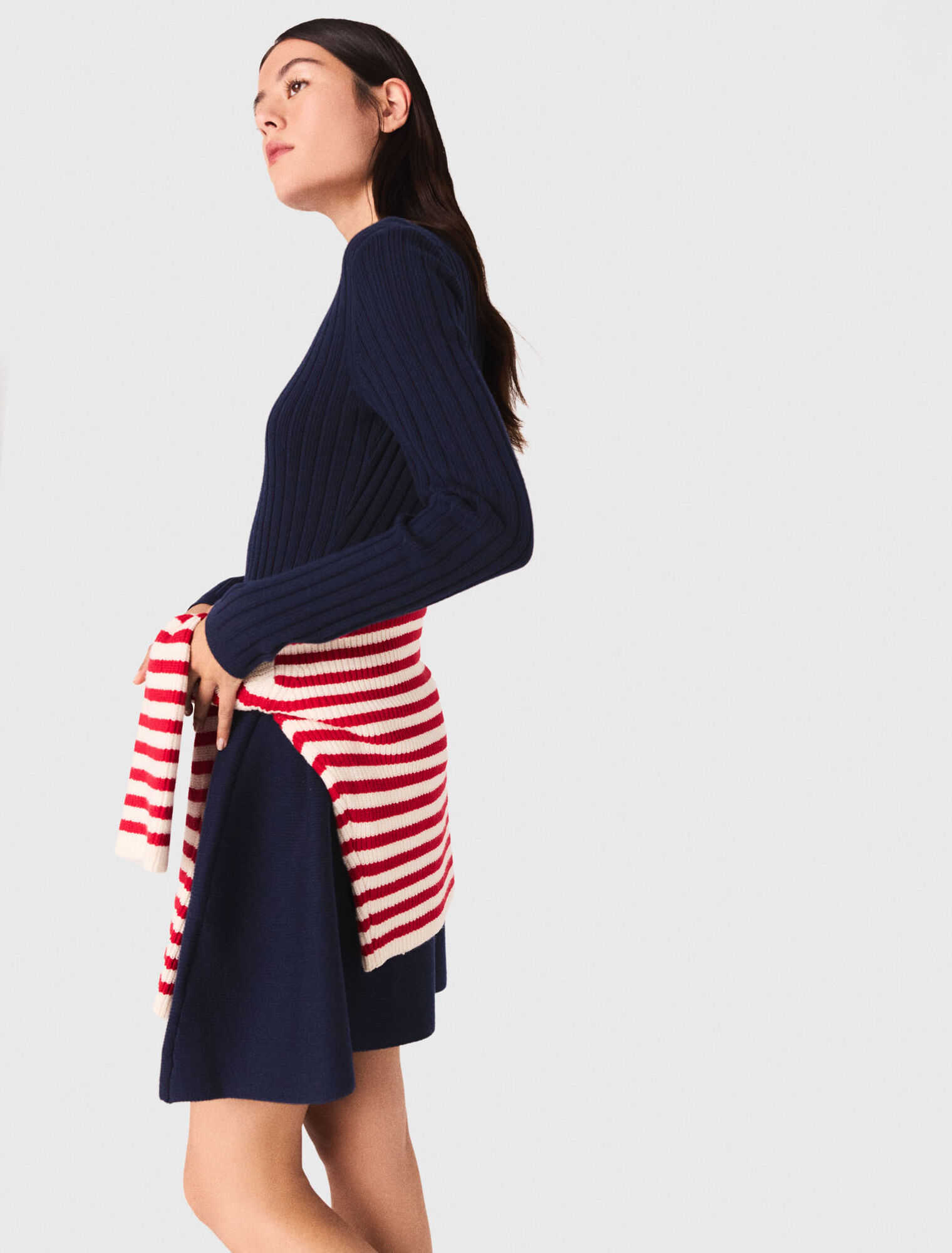 Knit dress with flared skirt