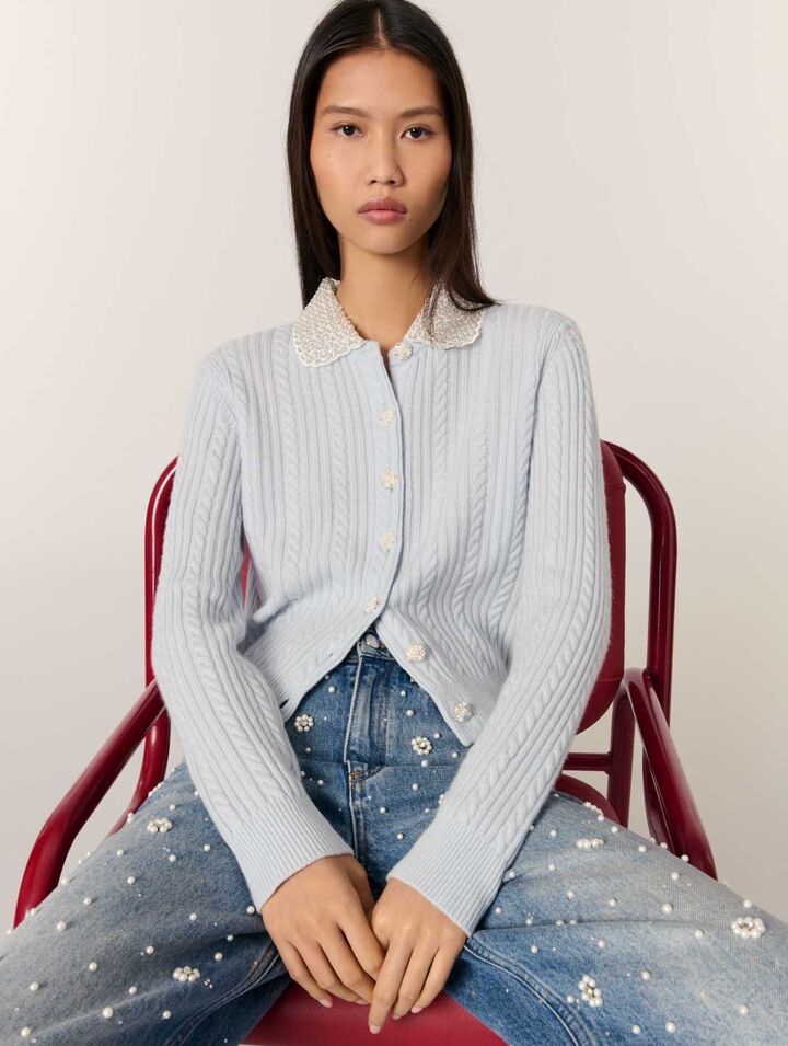 Cardigan with removable collar