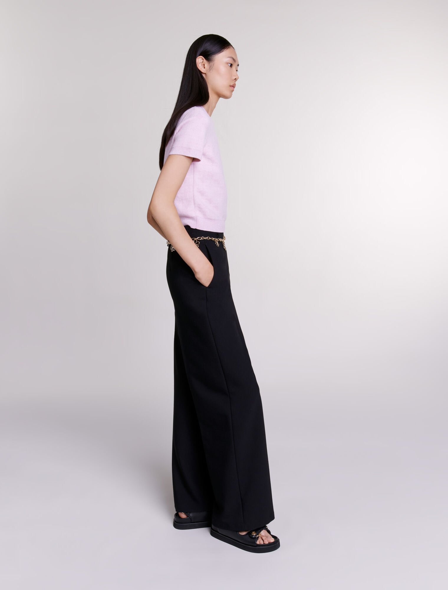 Cropped jacquard knit jumper