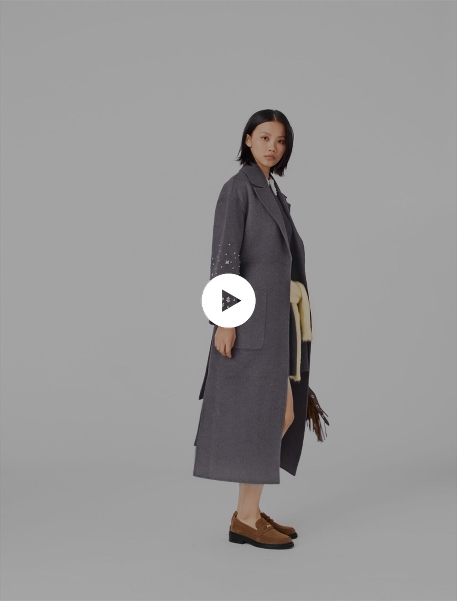 Long double-faced rhinestone coat