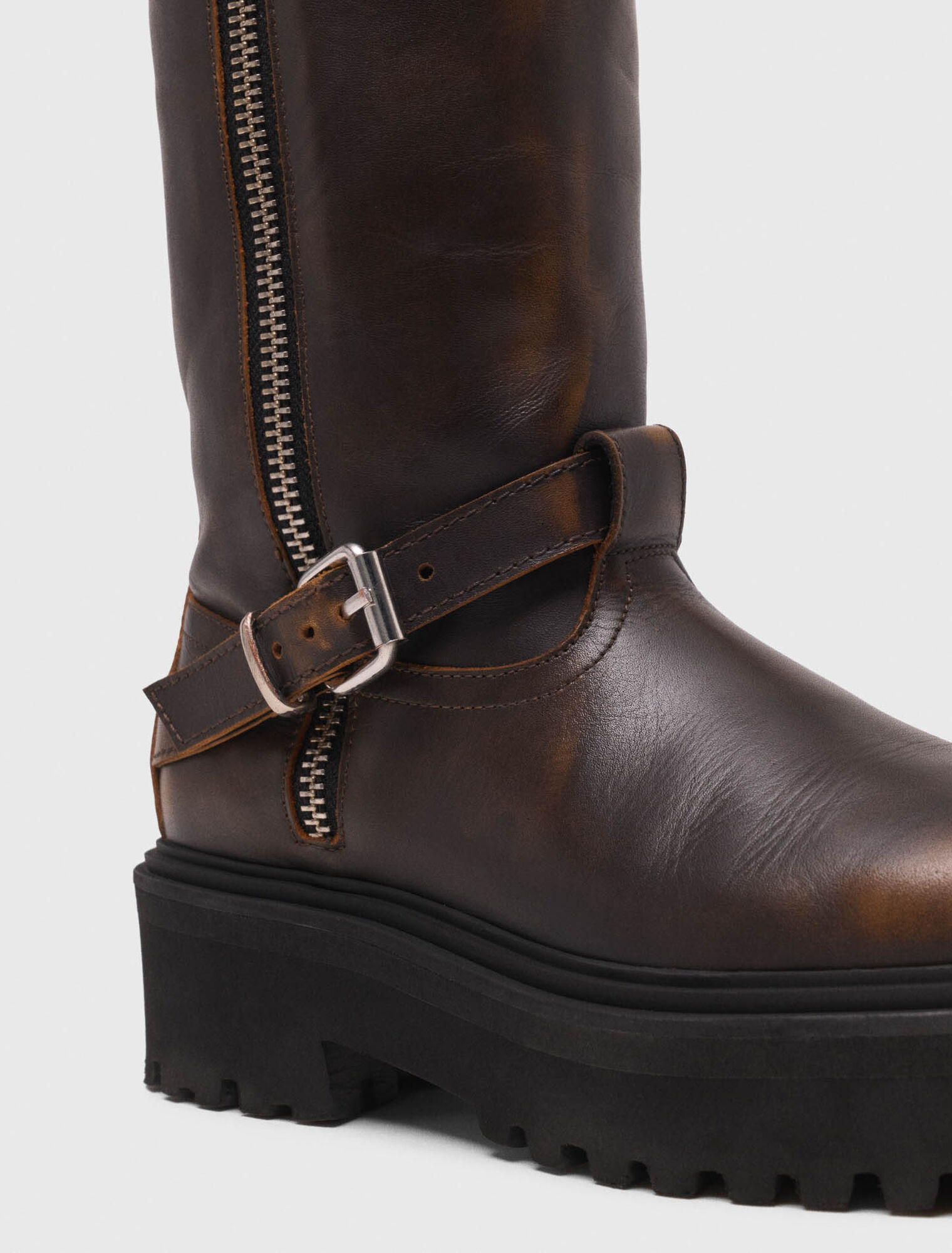 Leather biker boots