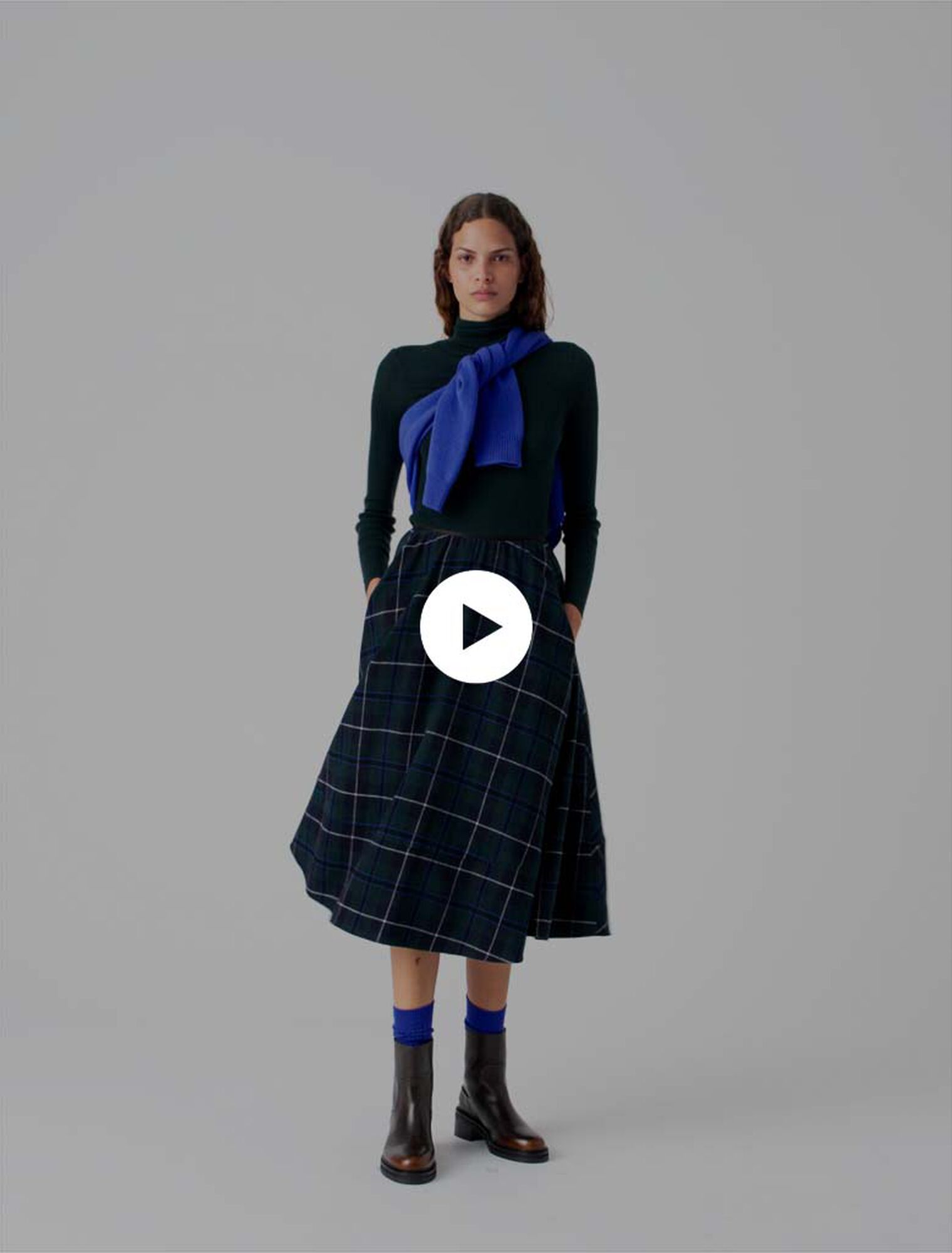 Long checked skirt