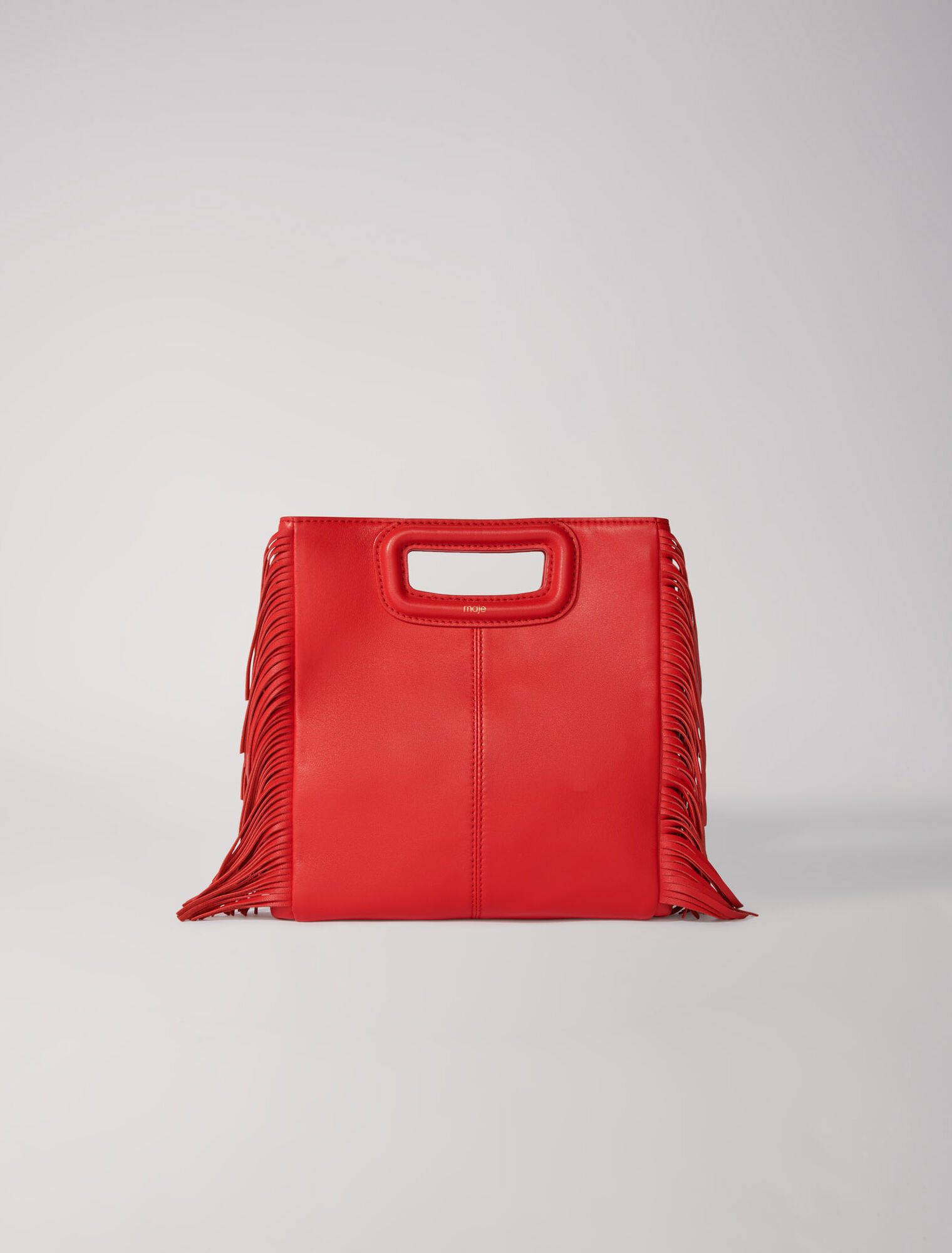 Smooth leather M bag with fringing