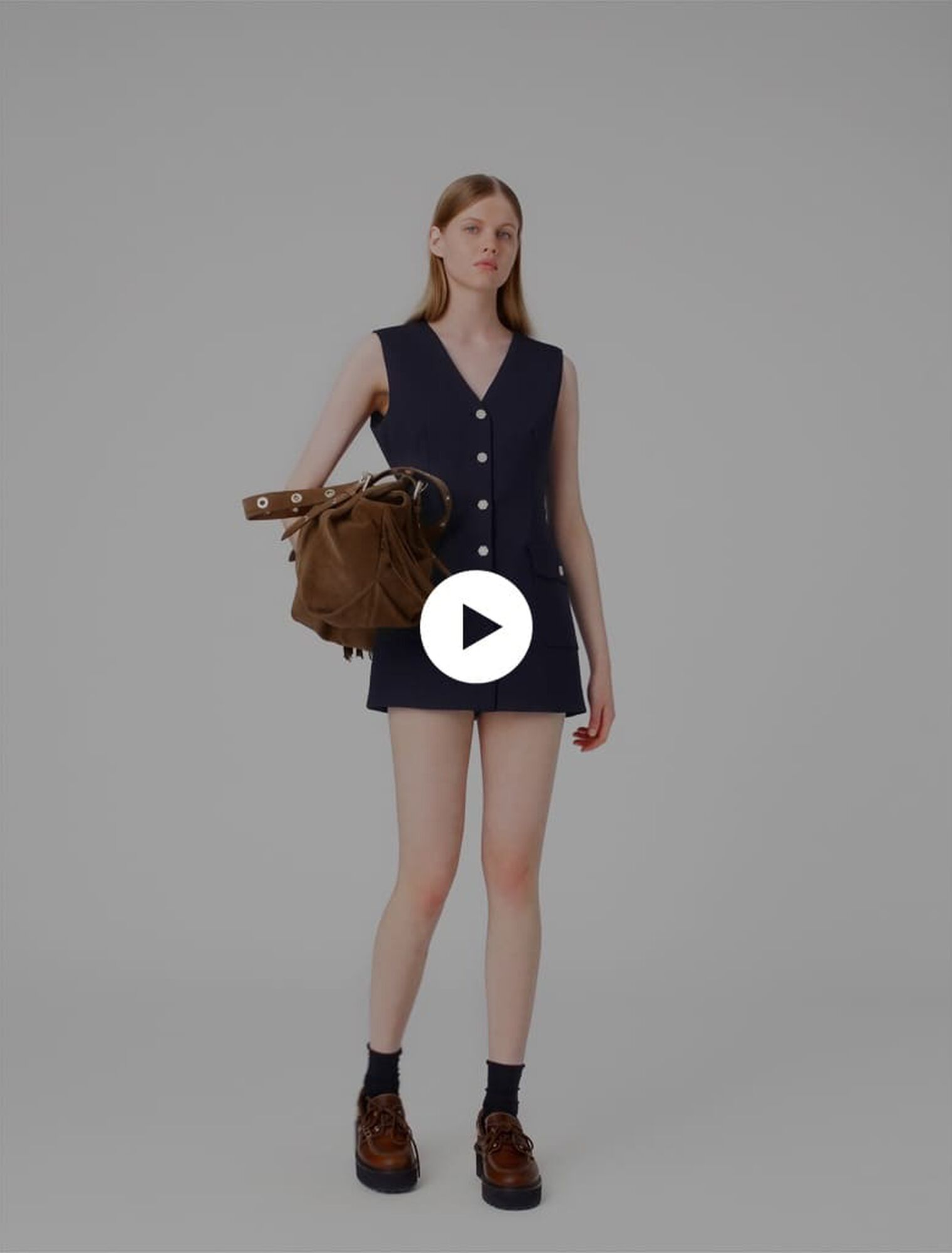 Layered-effect wool-blend dress